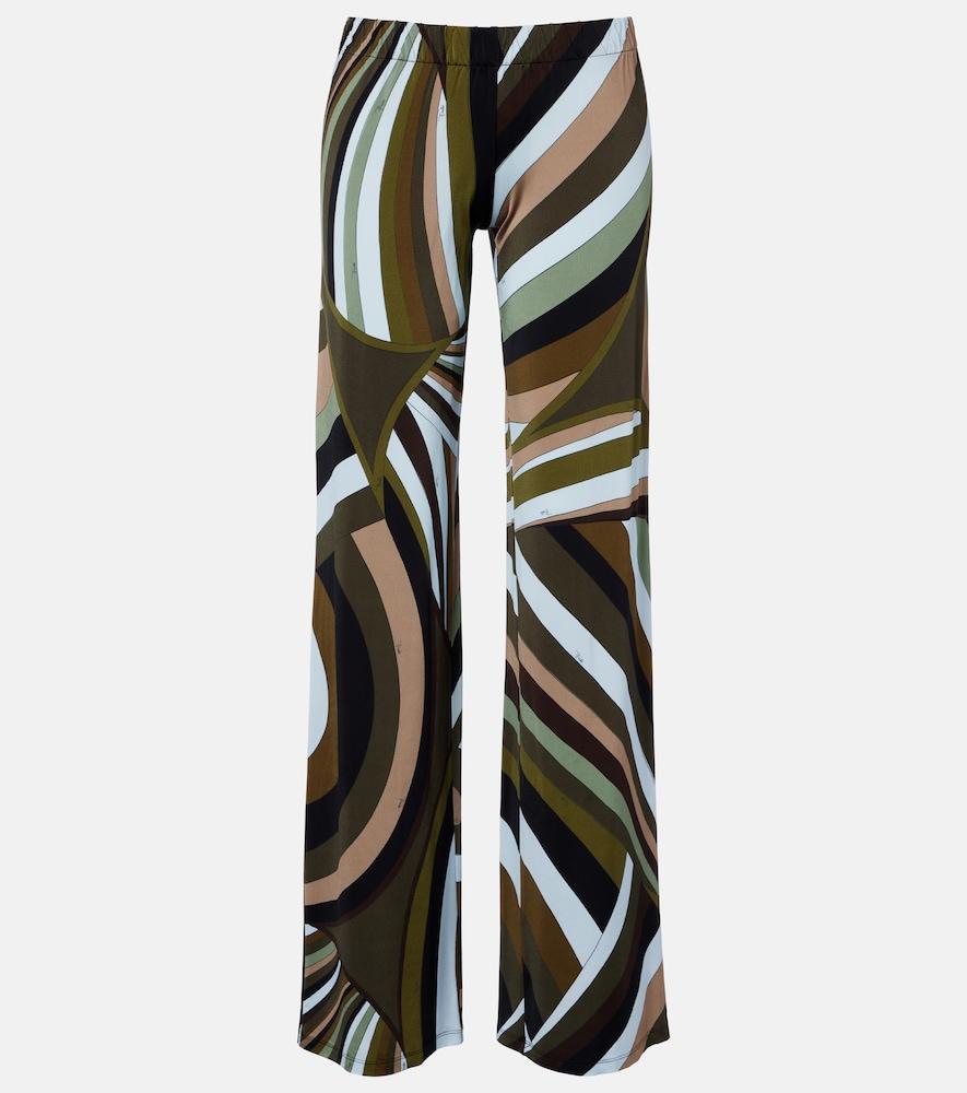 pucci printed satin jersey wide-leg pants