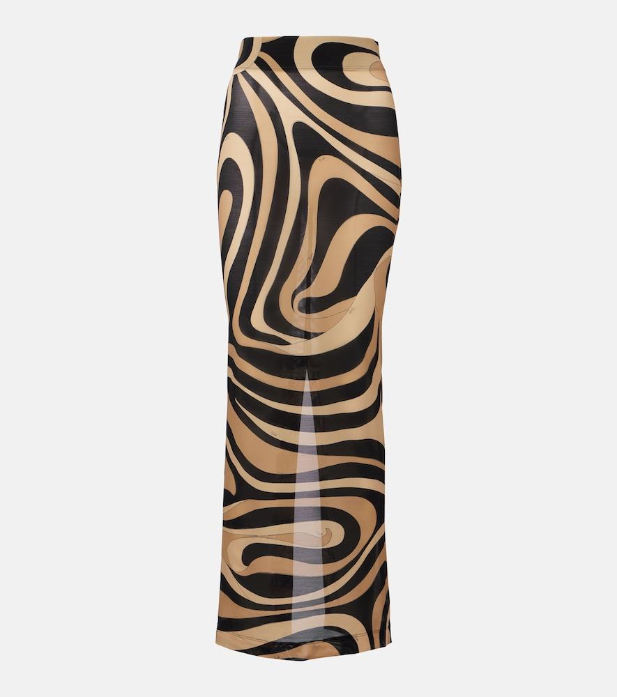 pucci printed semi-sheer maxi skirt