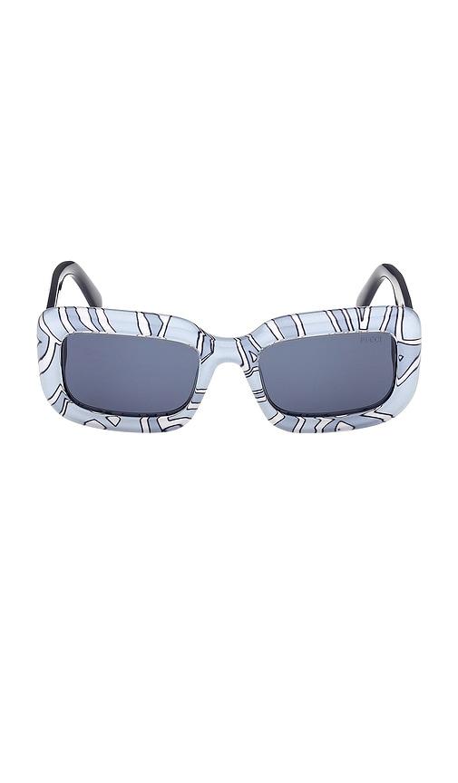 pucci rectangular sunglasses in baby blue.