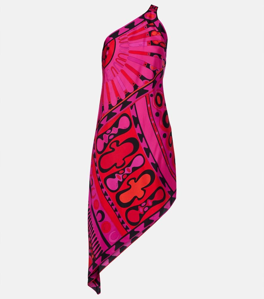 pucci soleil asymmetric silk twill midi dress