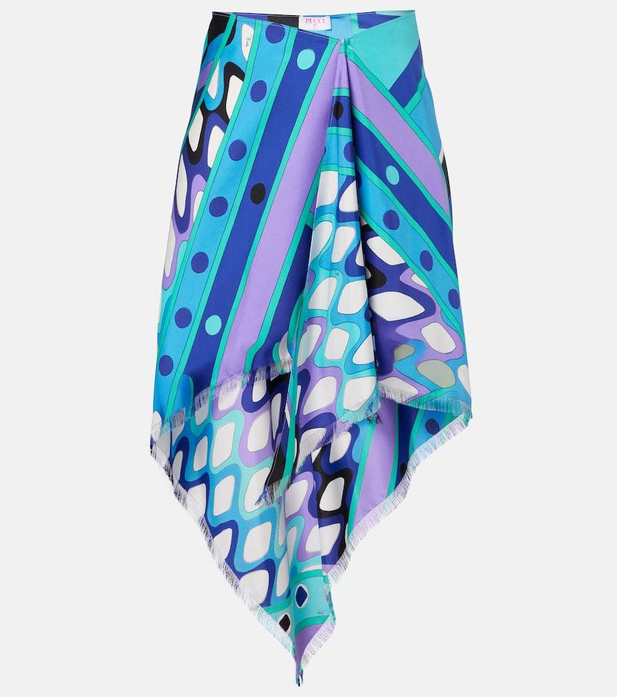 pucci vivara draped silk twill midi skirt