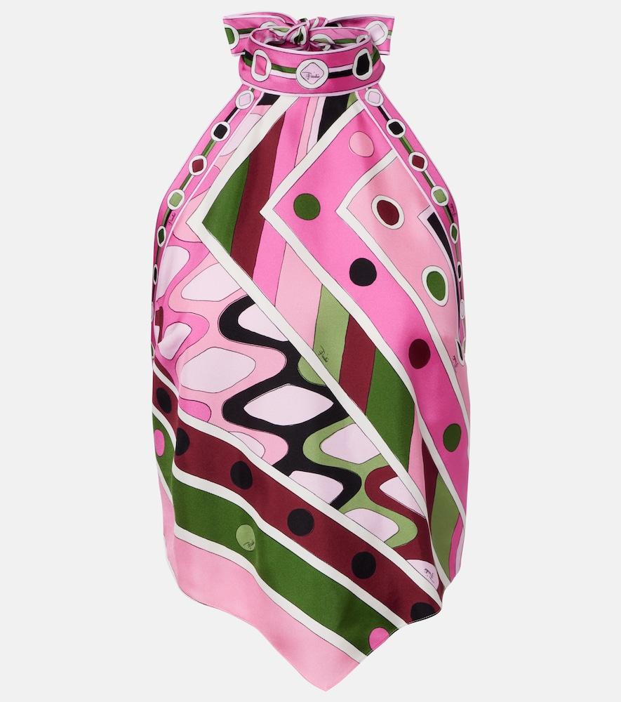 pucci vivara halterneck silk satin top
