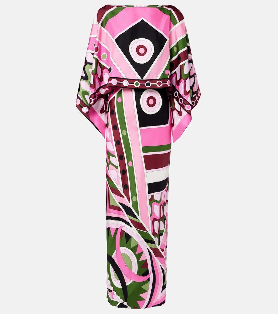 pucci vivara layered silk satin maxi dress