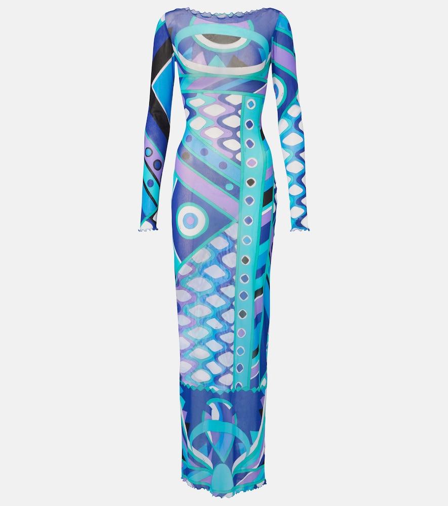 pucci vivara ruffled tulle maxi dress