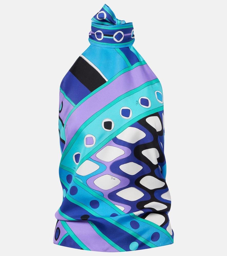 pucci vivara silk twill halterneck top
