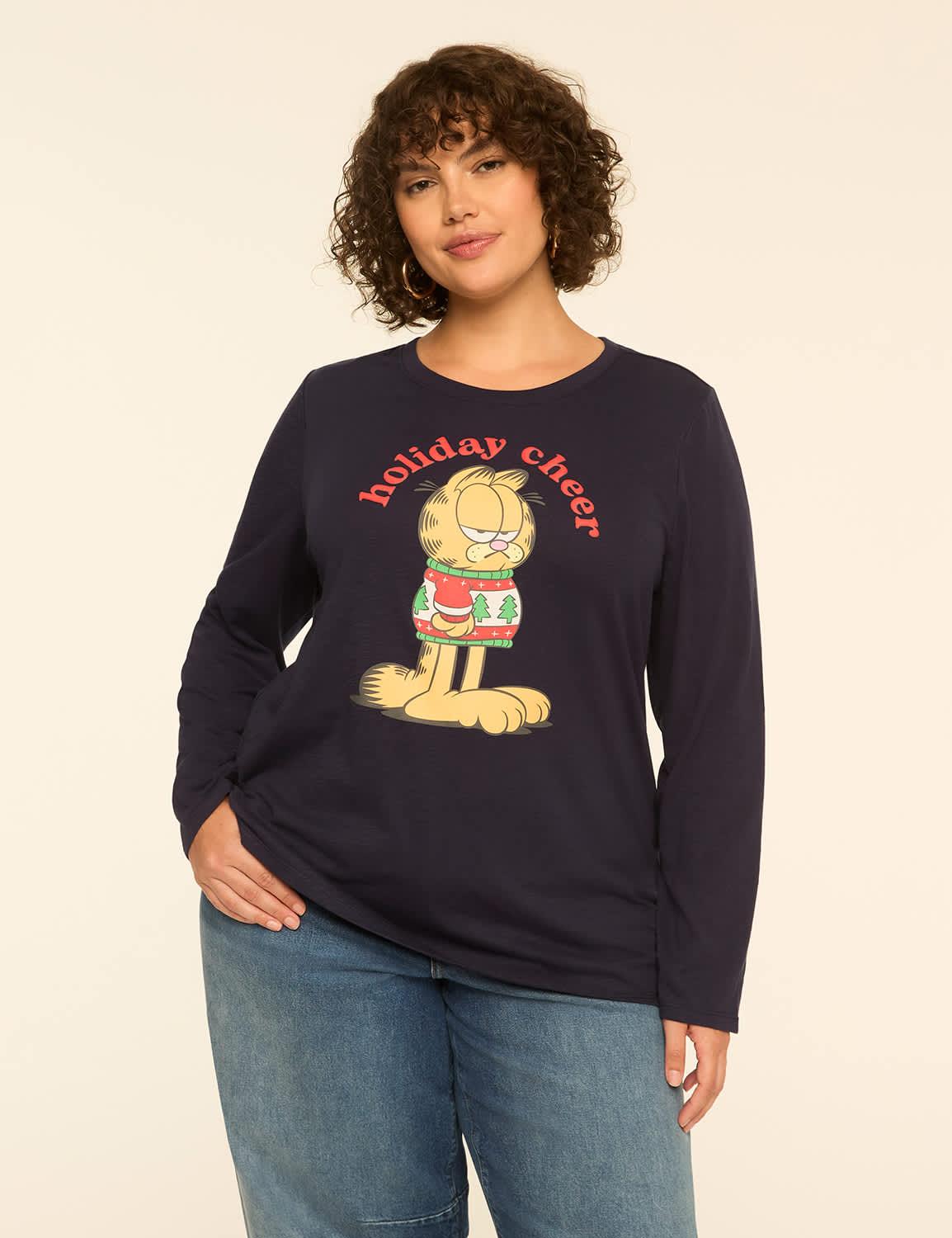 puff print garfield holiday cheer graphic tee