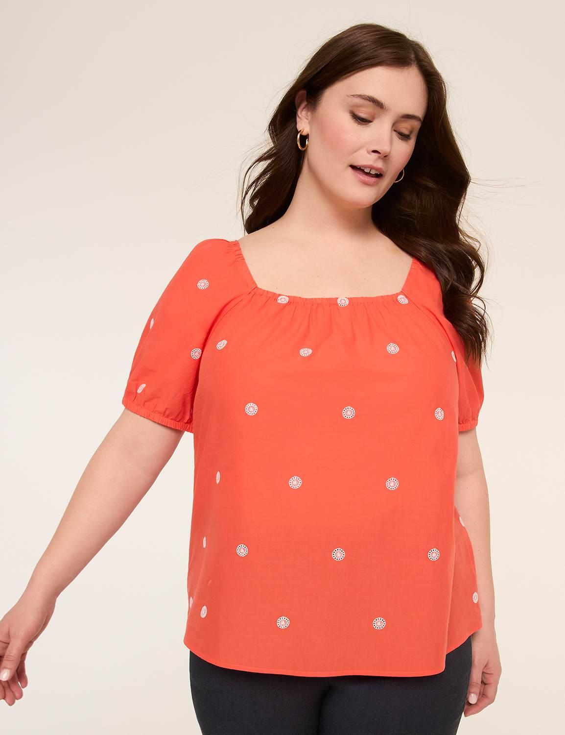 puff-sleeve square-neck blouse