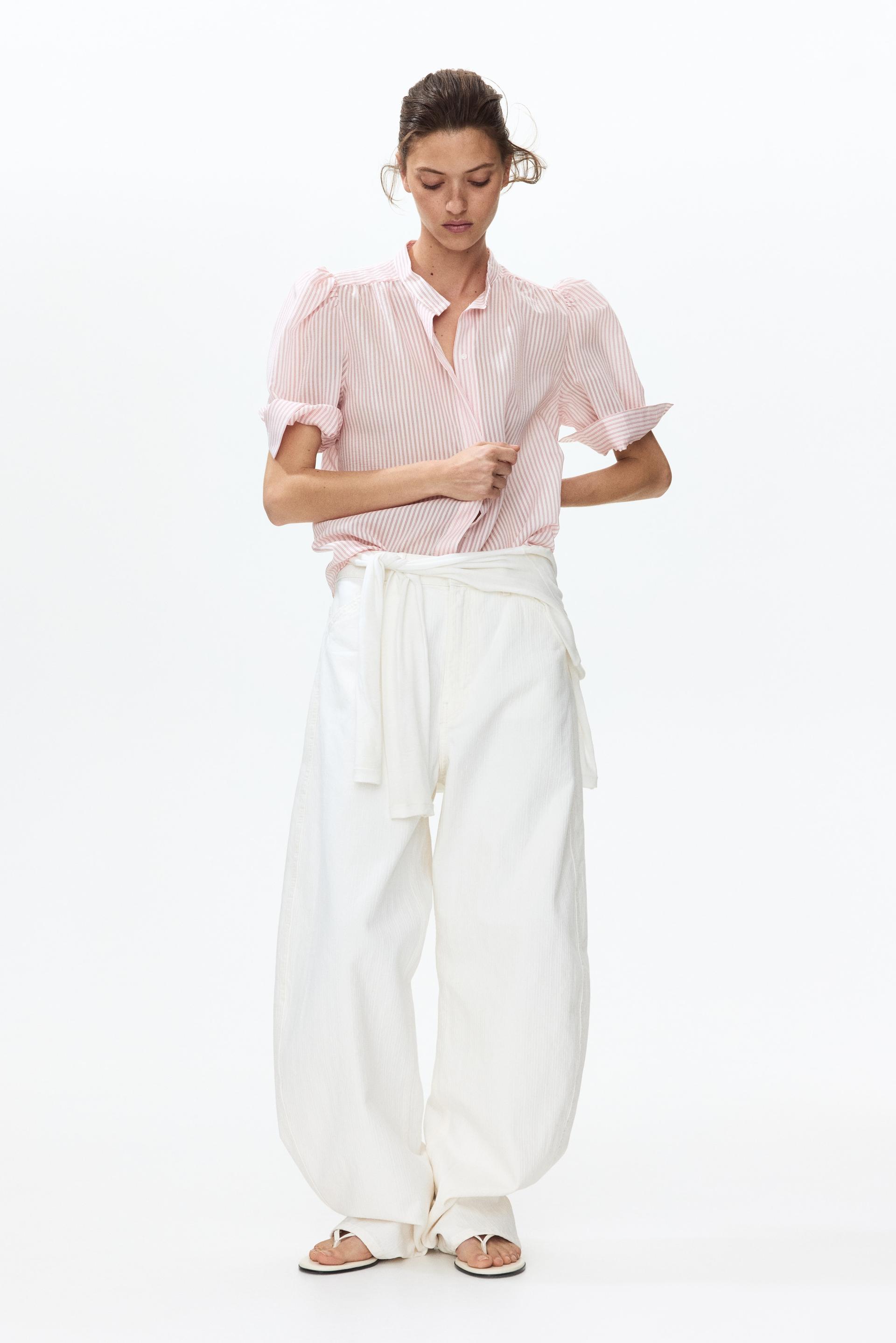 puff-sleeved blouse