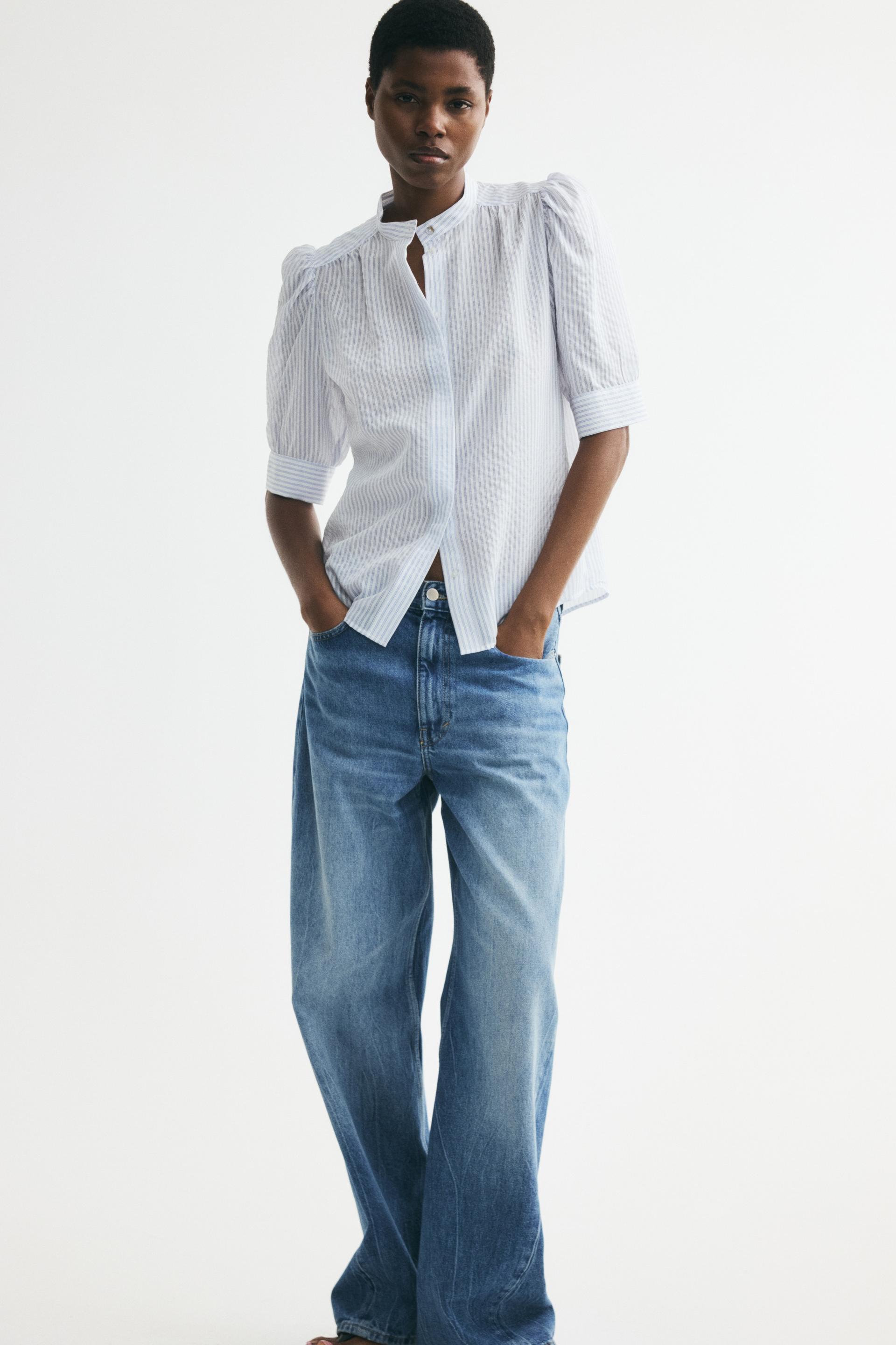 puff-sleeved blouse
