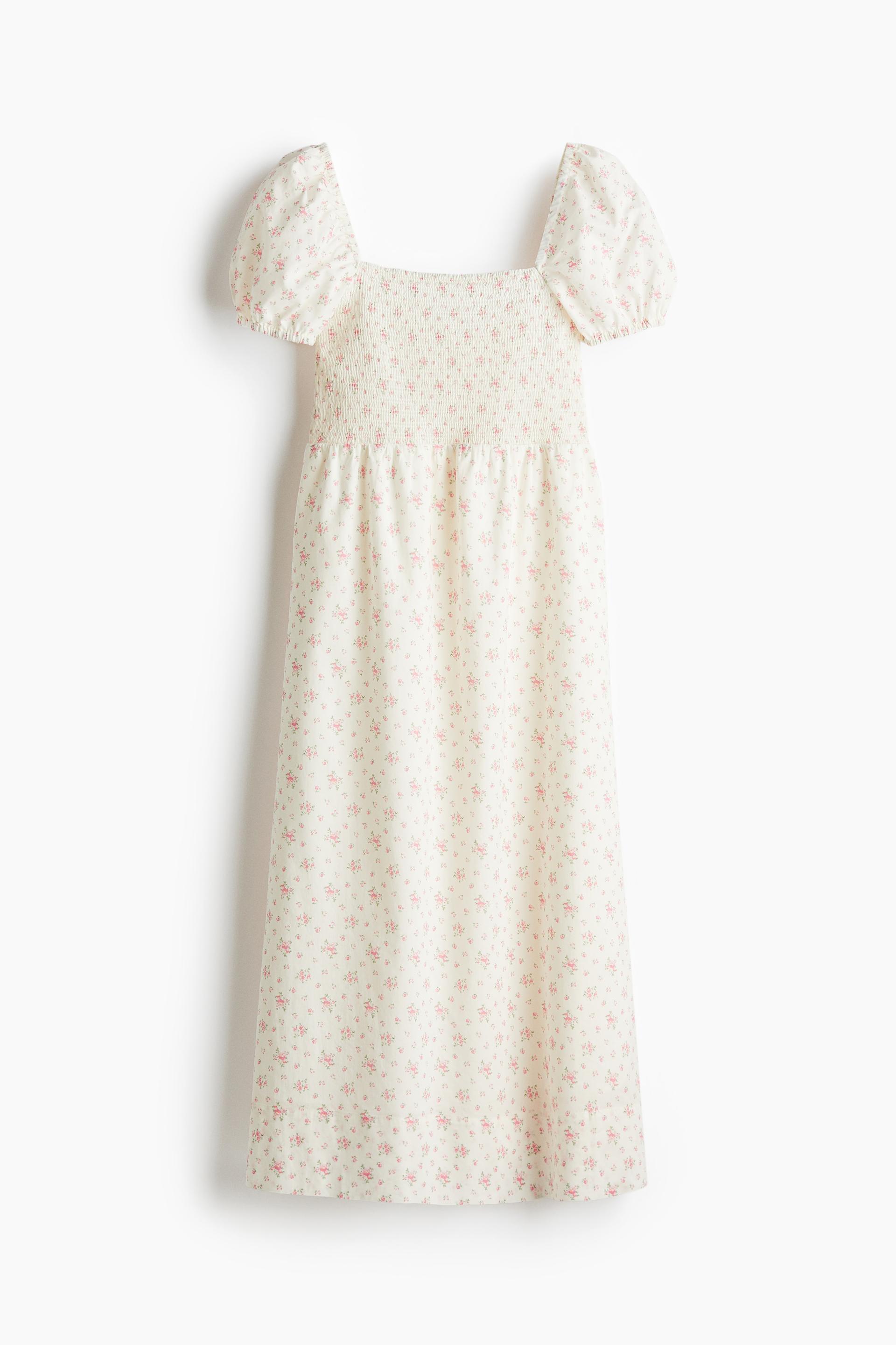 puff-sleeved cotton dress