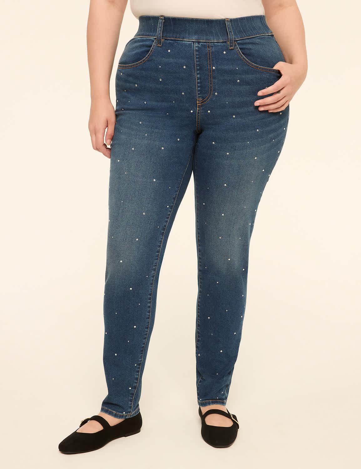 pull-on high-rise embellished jegging