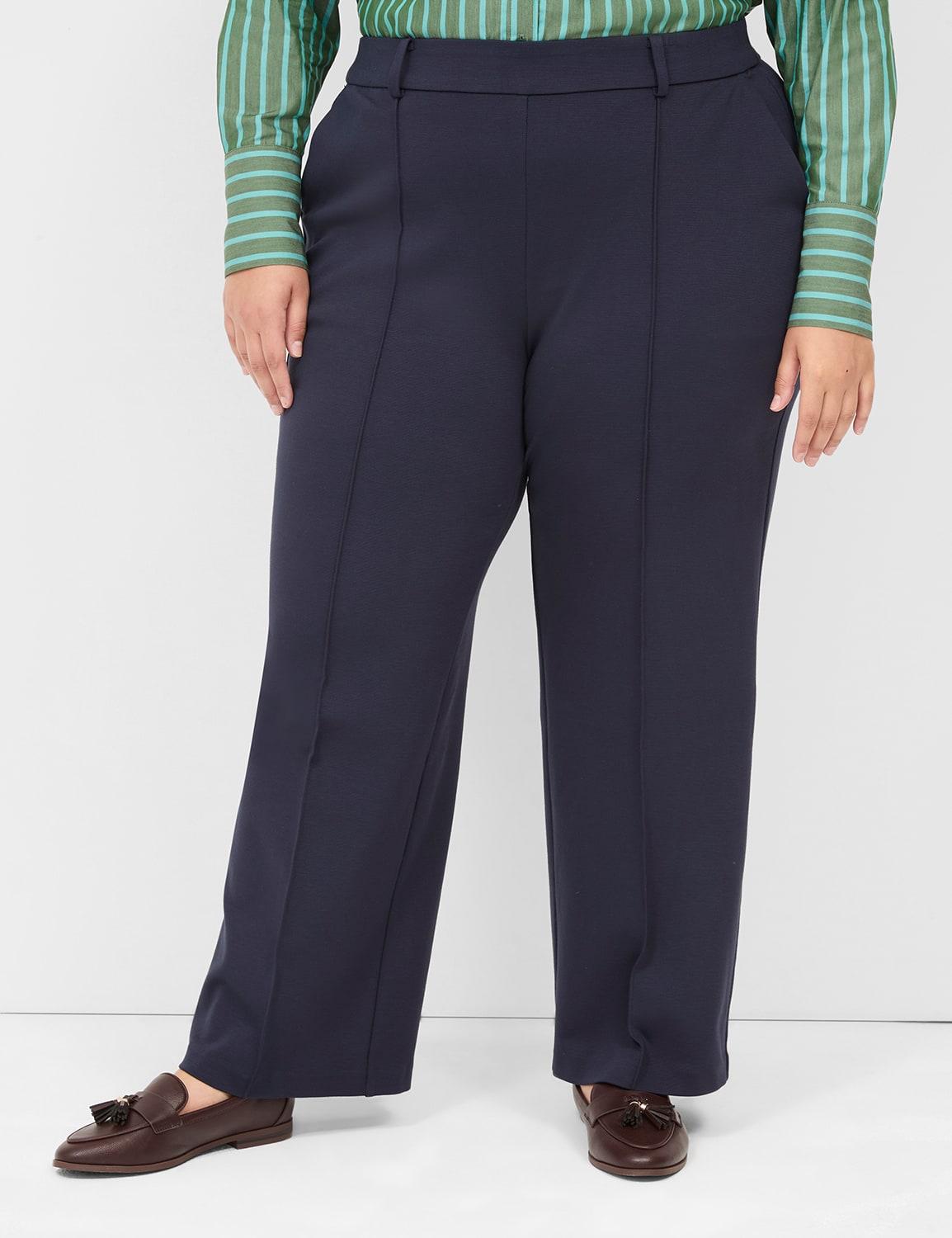 pull-on textured ponte straight leg pant