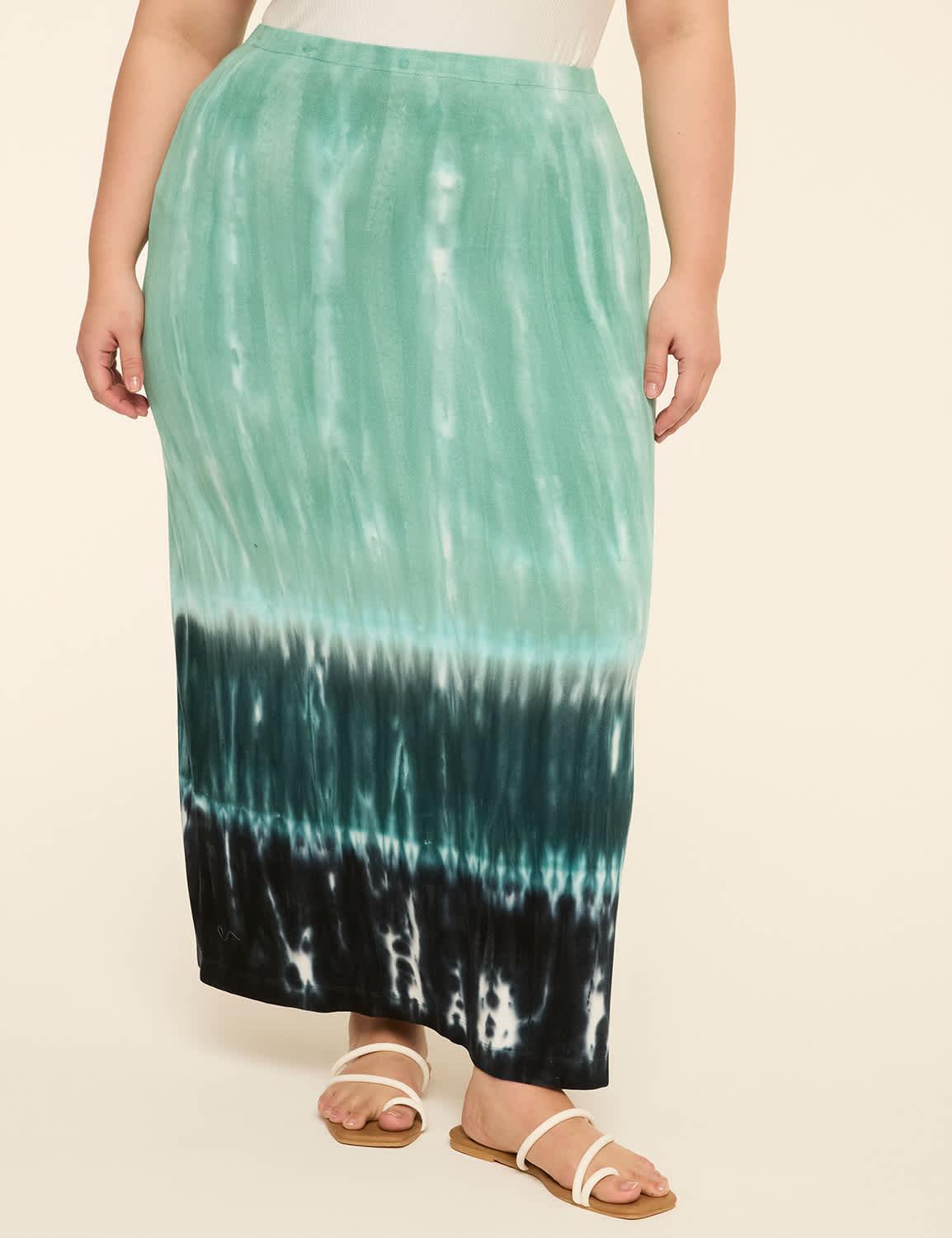 pull-on tie-dye maxi skirt