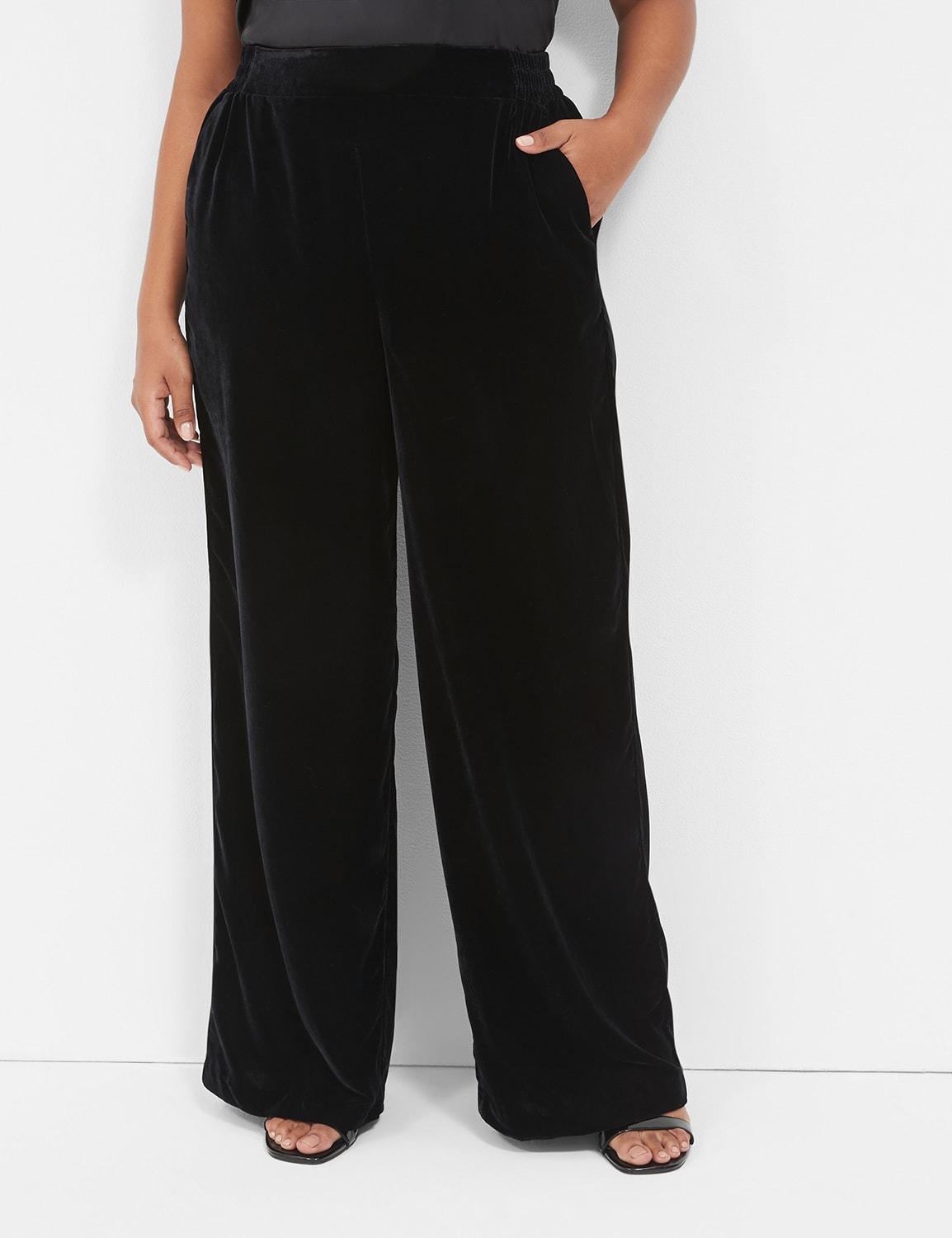 pull-on velvet wide leg pant