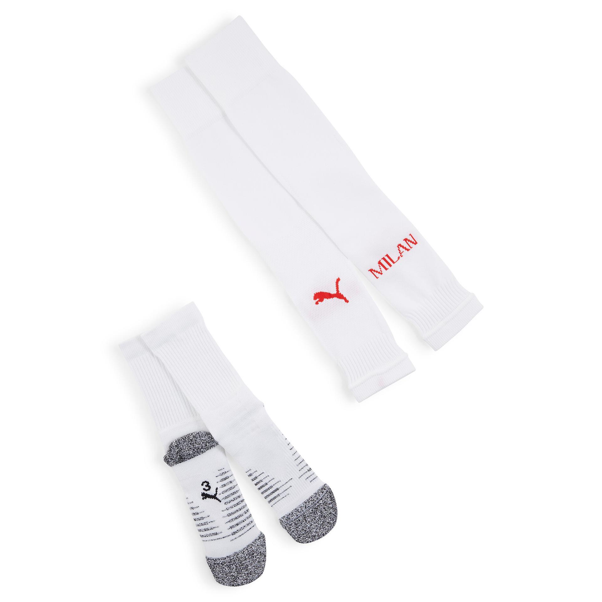 puma ac milan men's knee-high socks in white, size 7-9