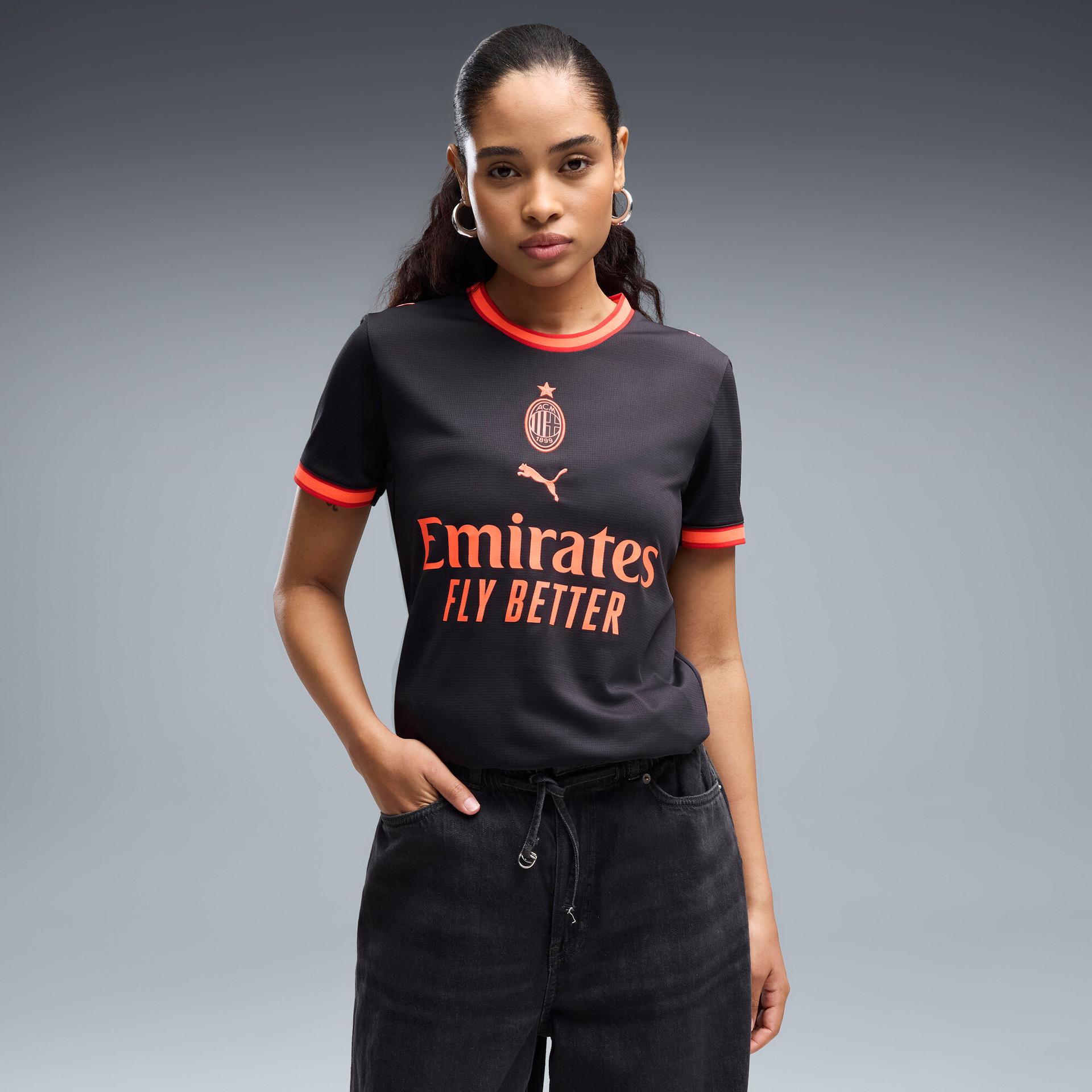 puma ac milan third women's soccer jersey shoes in grey, size m