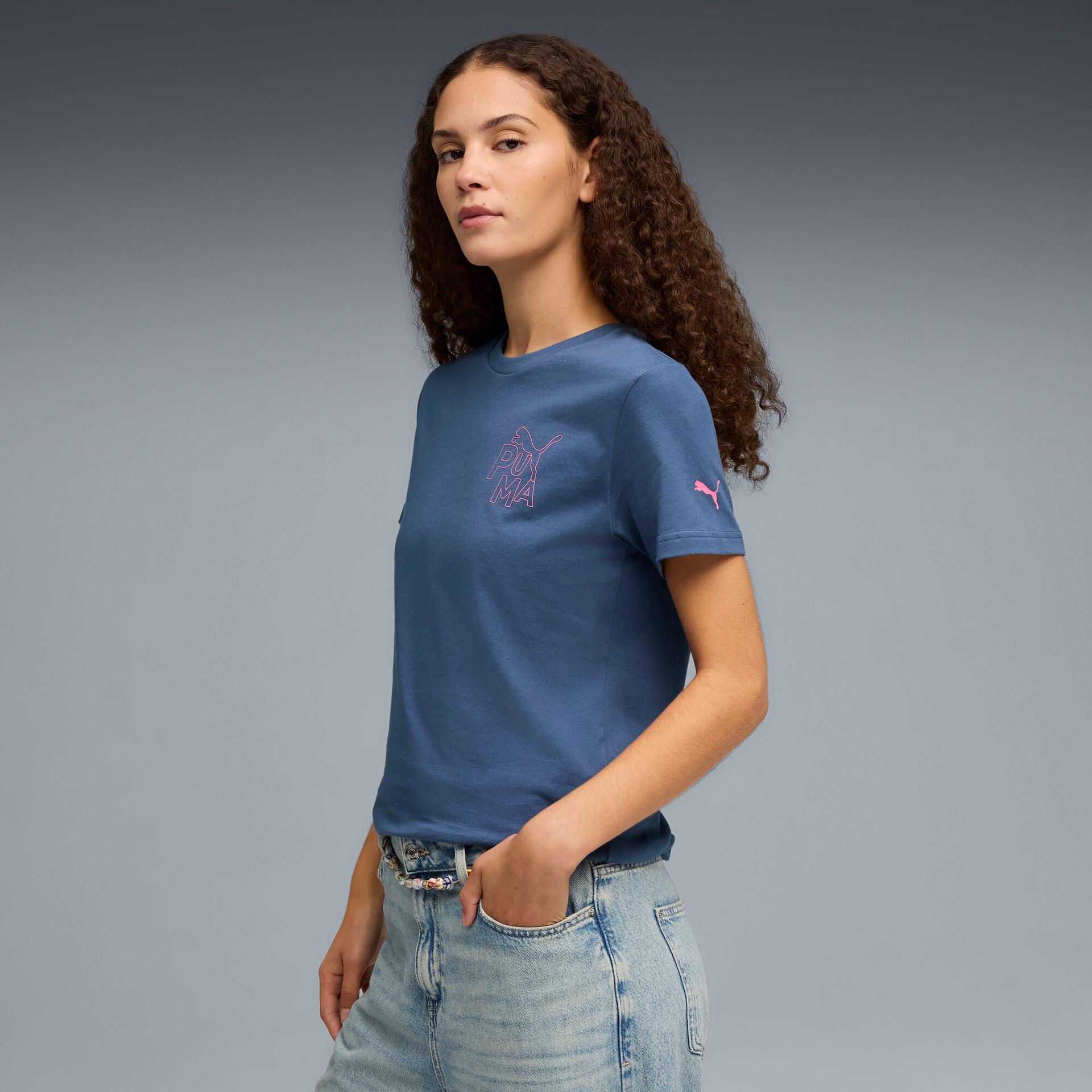 puma animated women's t-shirt in blue, size xxl