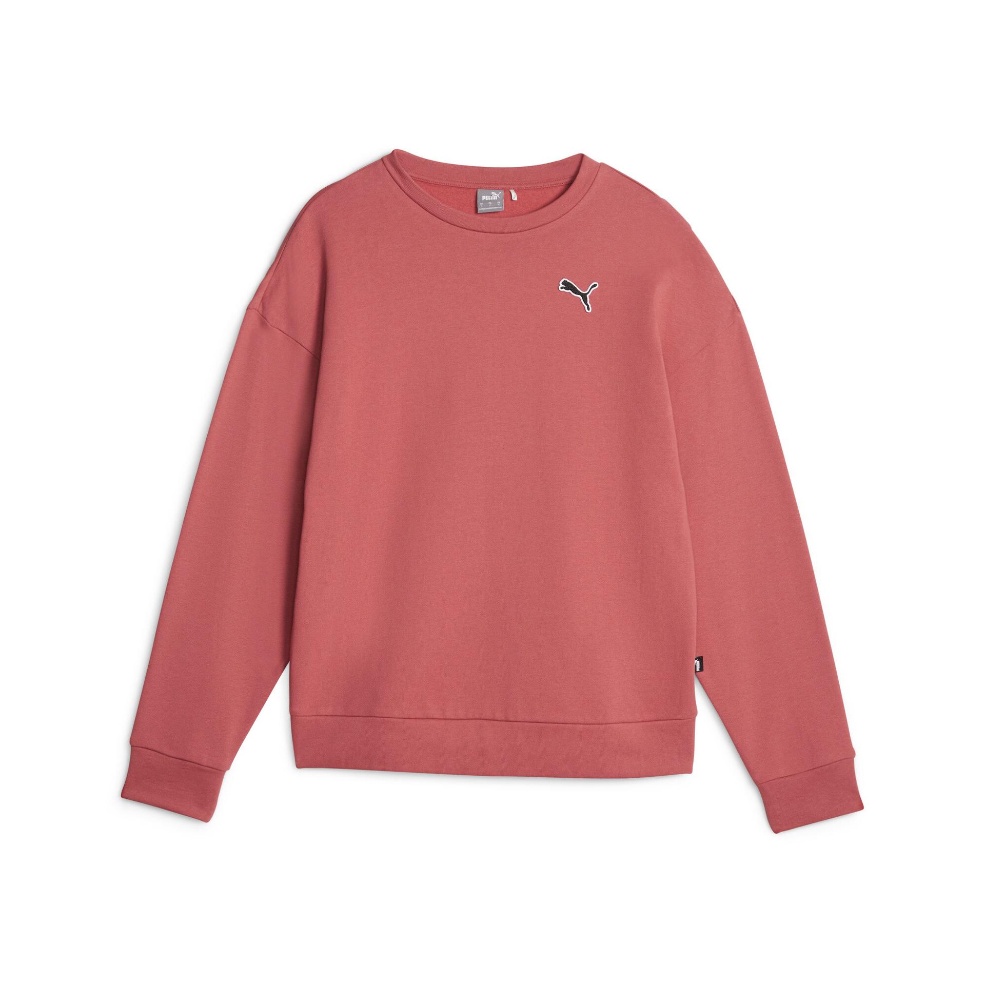 puma better essentials women's crew neck sweatshirt in red, size 3xl