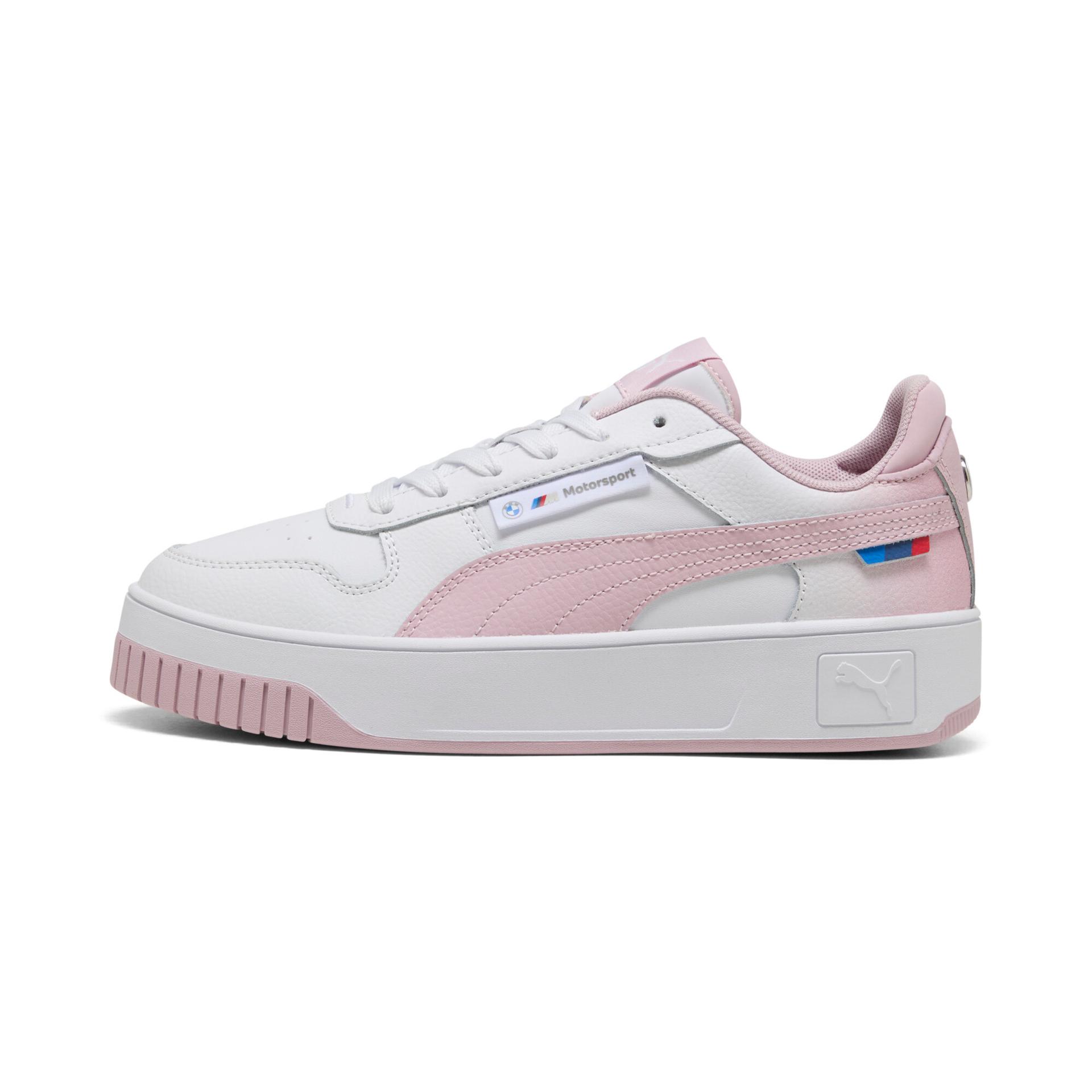 puma bmw m motorsport carina street women's sneakers in white, size 10
