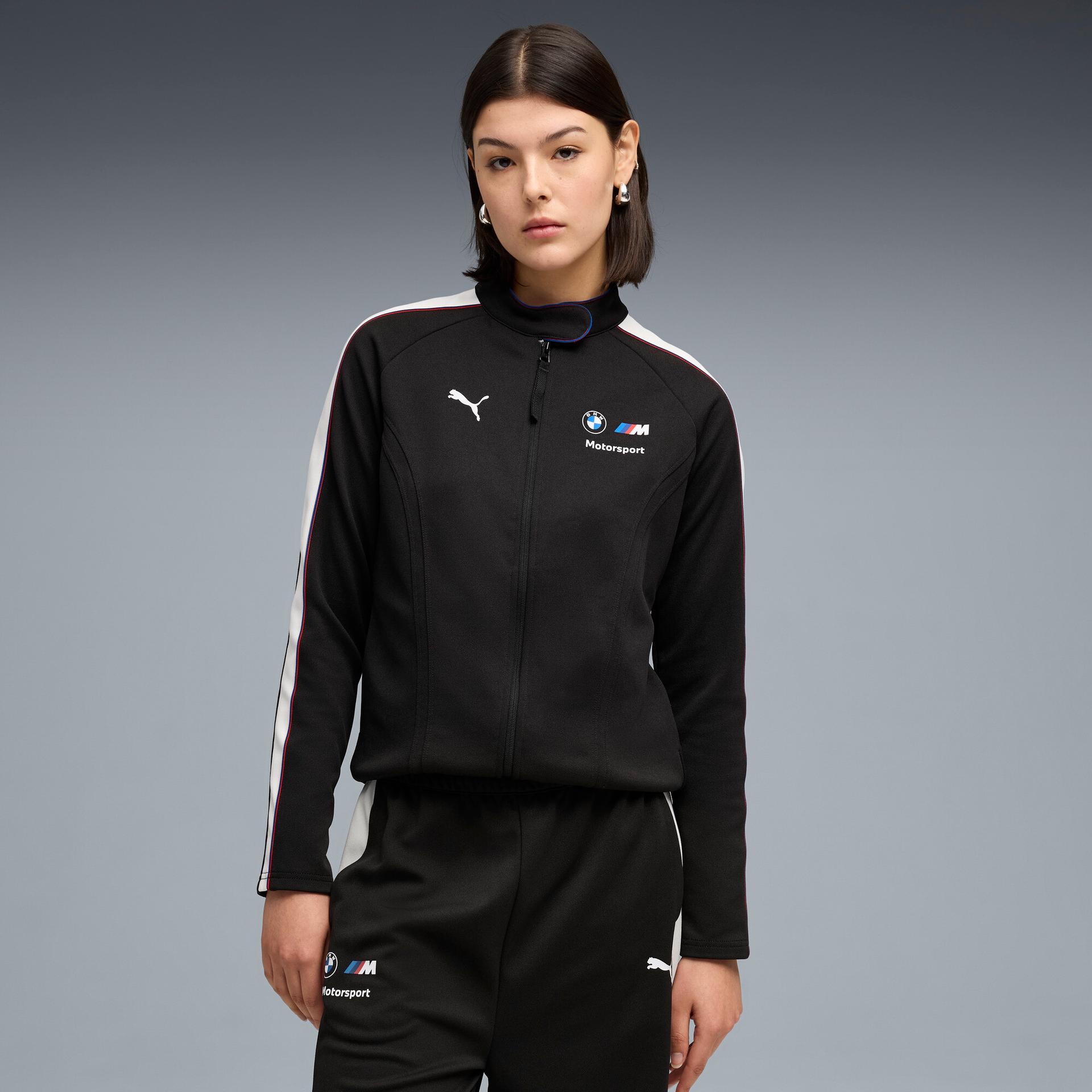 puma bmw m motorsport women's oversized jacket in black, size s