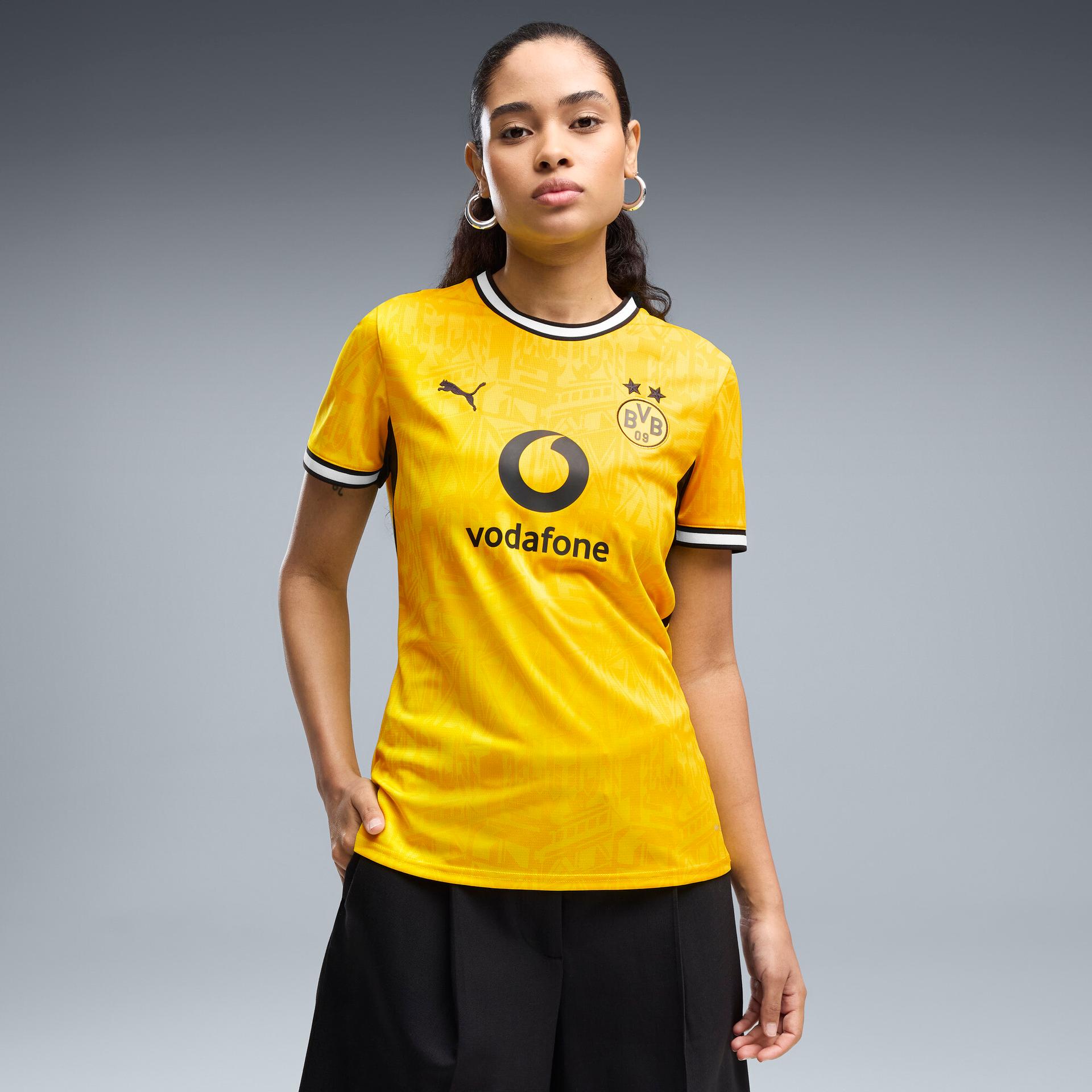 puma borussia dortmund home women's soccer jersey shoes in yellow, size xl