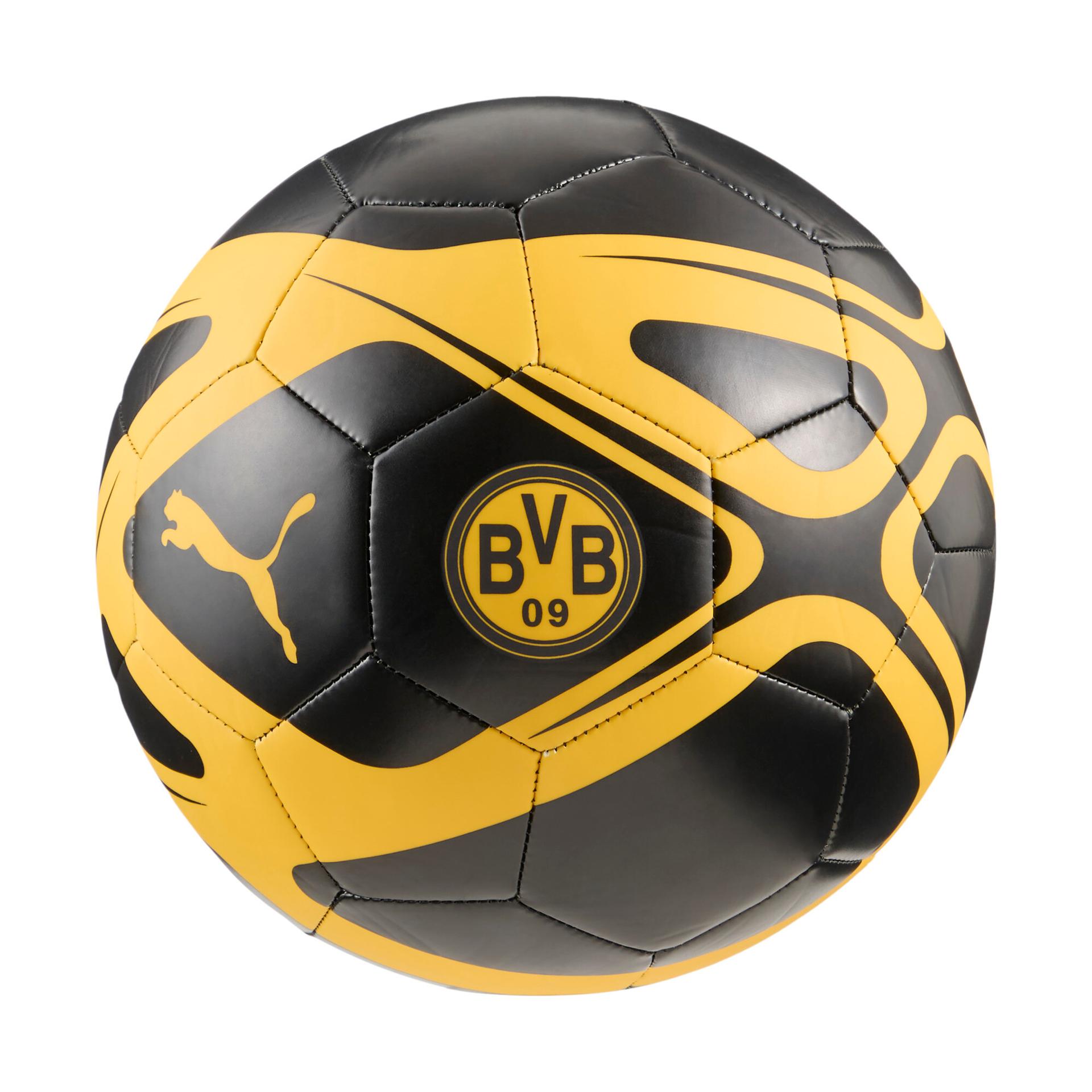puma borussia dortmund soccer fan ball in black, size 5