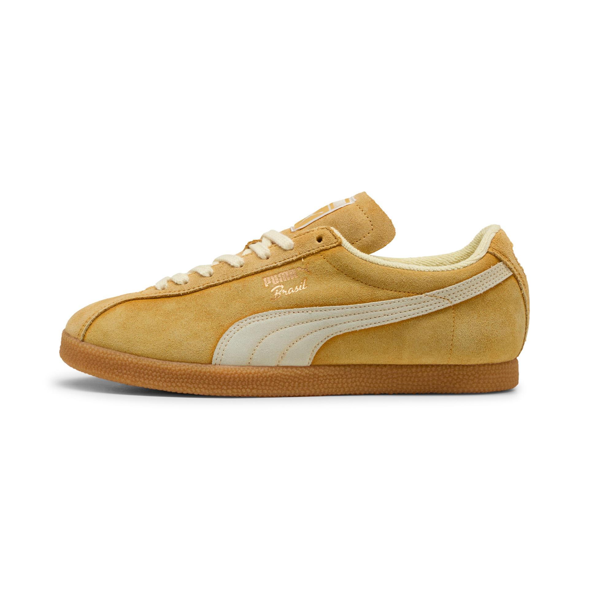 puma brasil the neverworn v sneakers in yellow, size 11