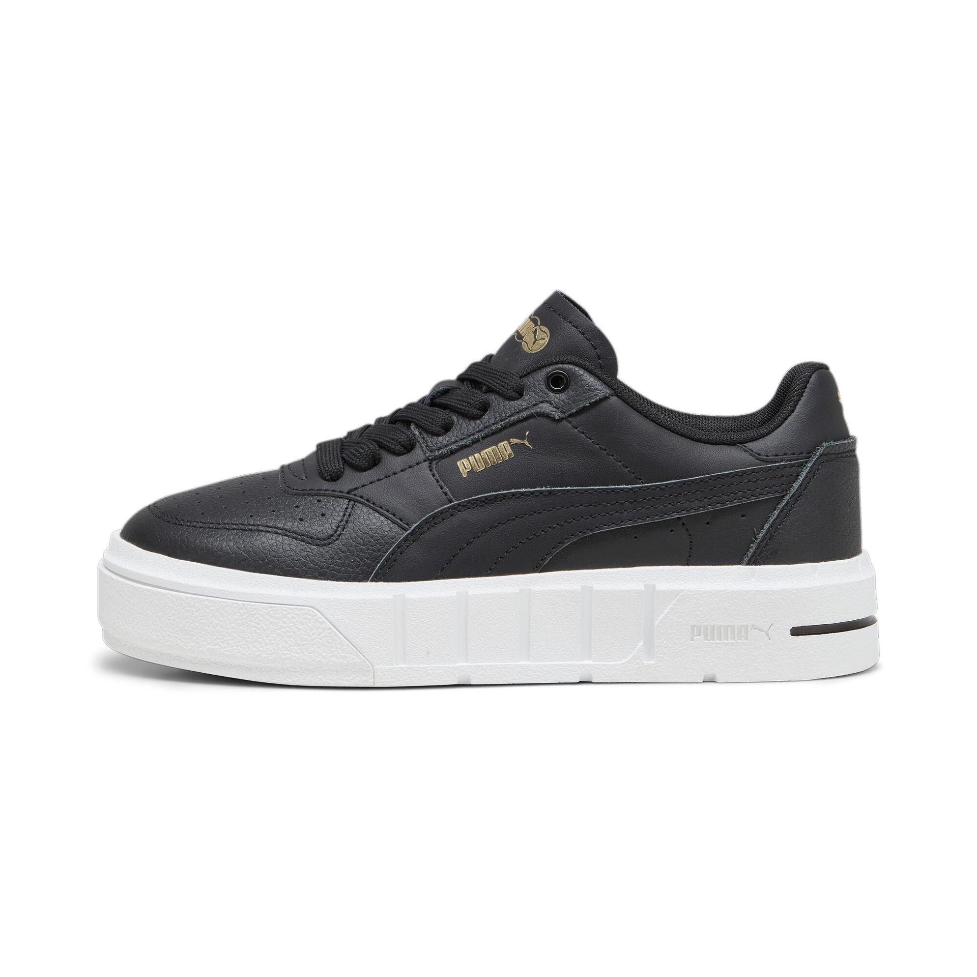 puma cali court leather women's sneakers in black, size 6.5