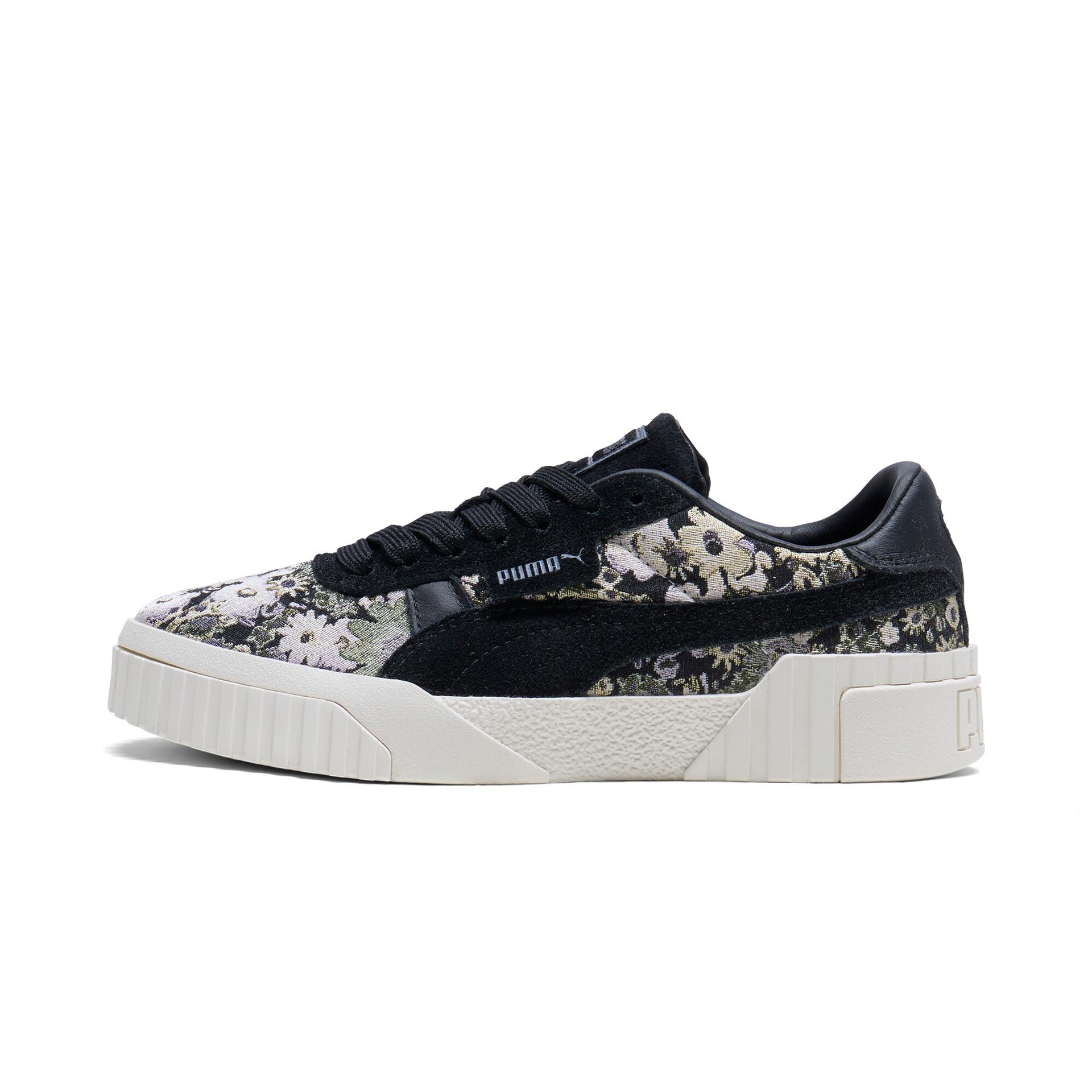 puma cali og dark floral women's sneakers in black, size 10.5
