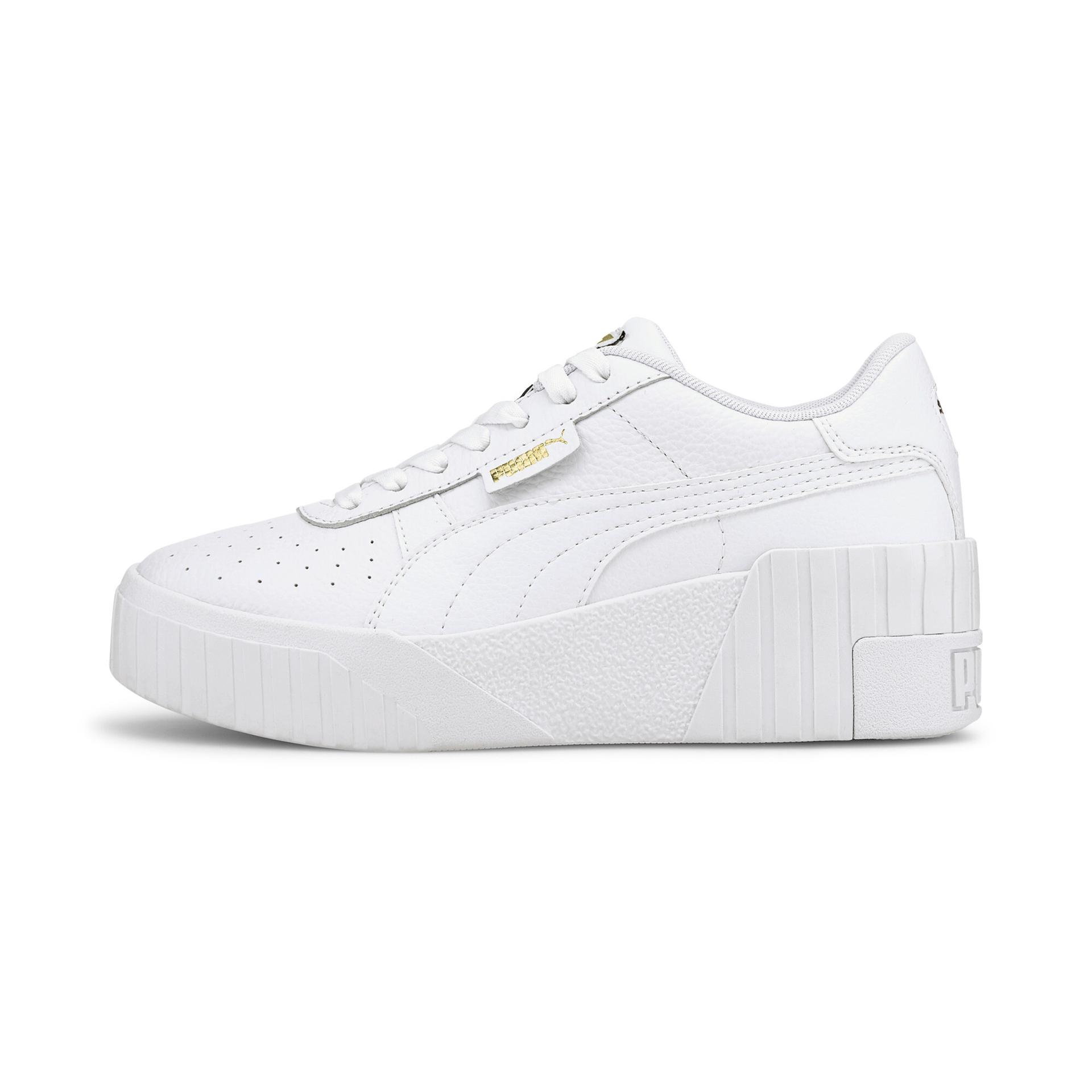 puma cali wedge women's wedge sneakers in white, size 9.5