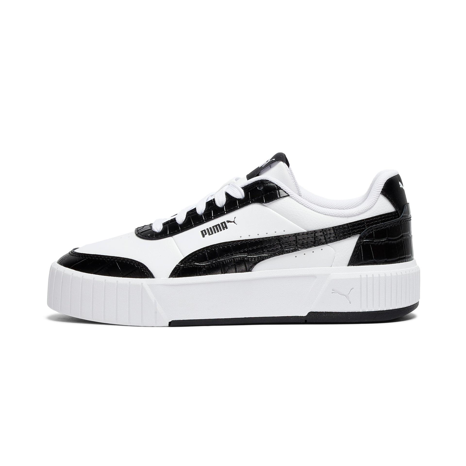puma carina mia croc women's animal print sneakers in white, size 10.5