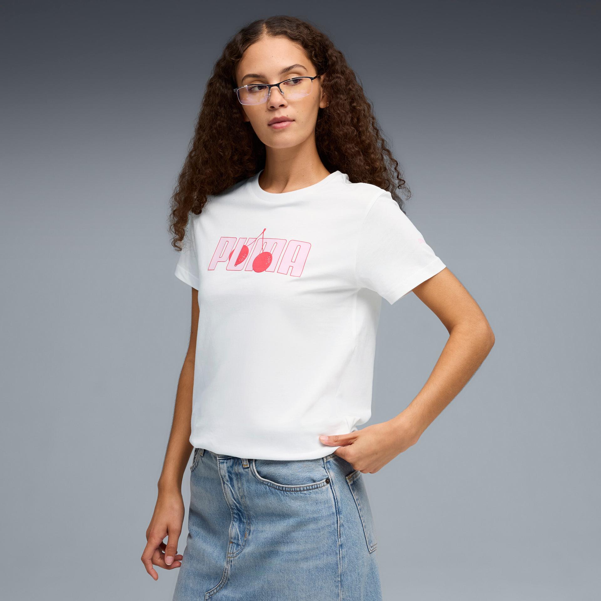 puma cherry women's t-shirt in white, size xs