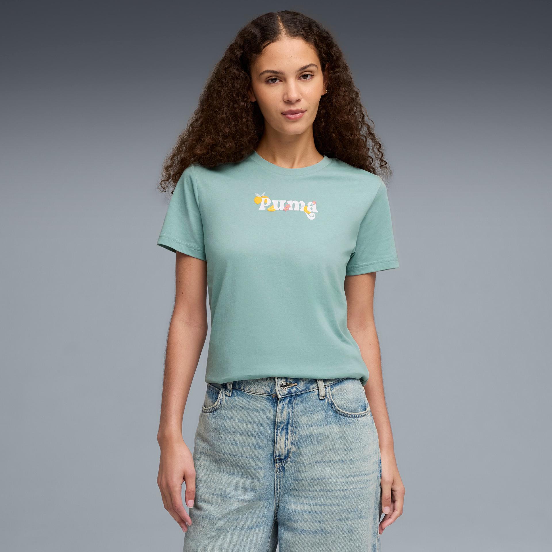 puma citrus women's t-shirt in green, size s