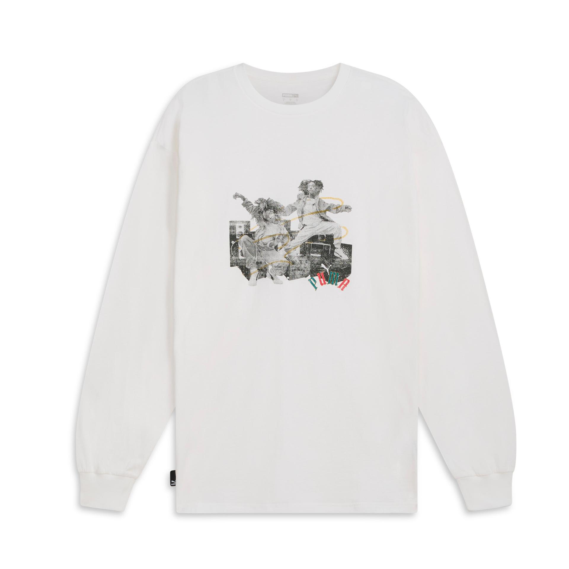 puma classics play loud women's long sleeve t-shirt in white, size xs
