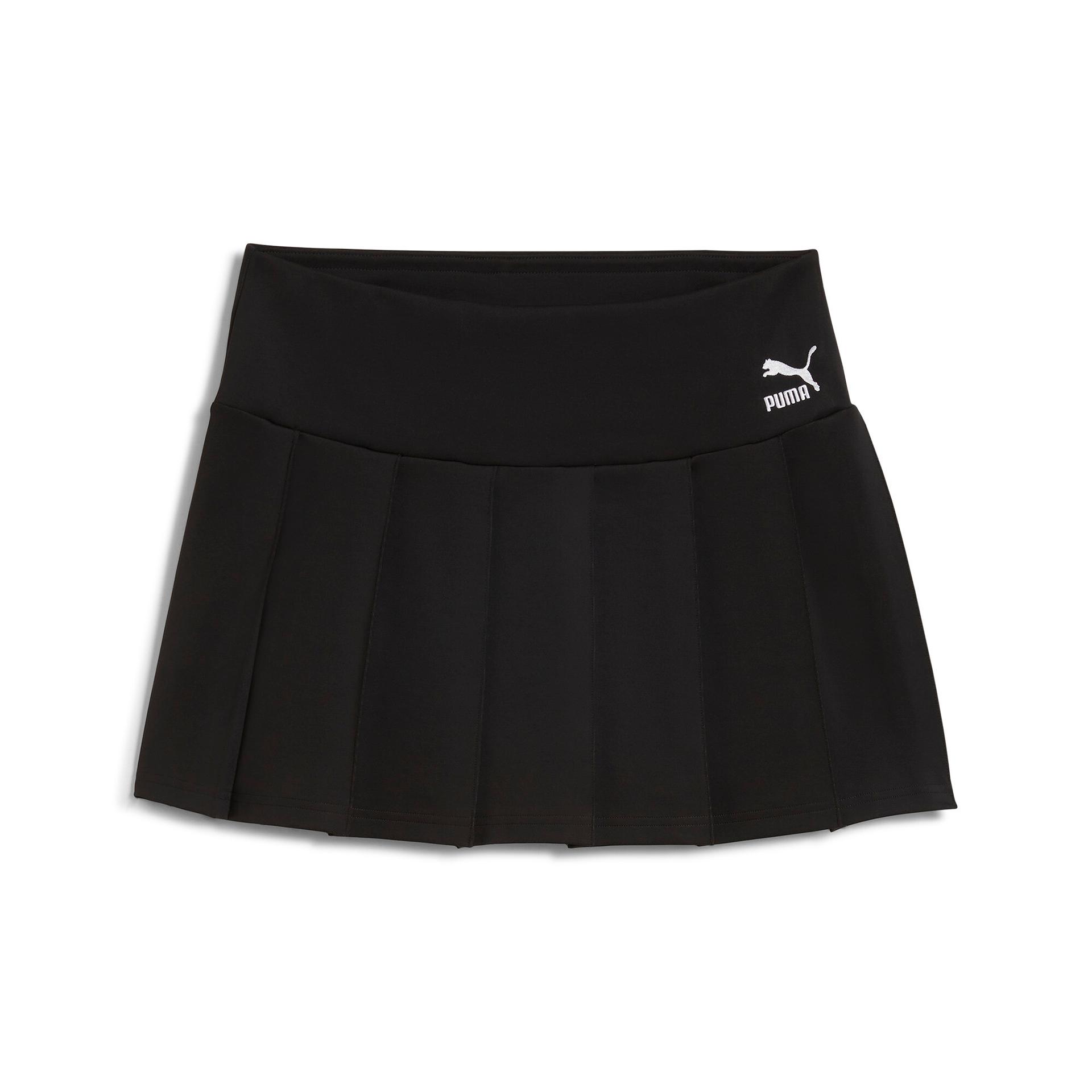 puma classics pleated mini skirt women in black, size xl