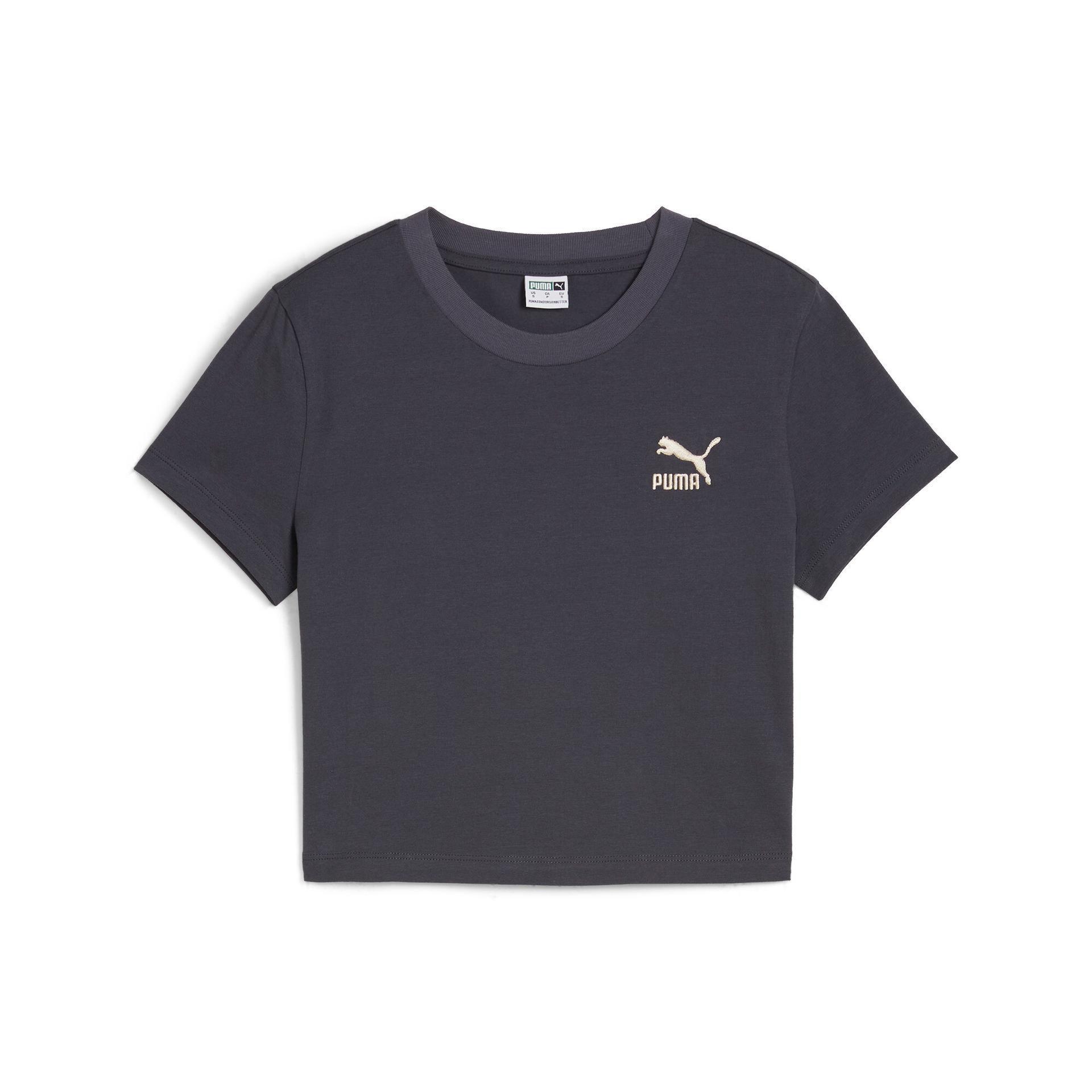 puma classics women's baby t-shirt in grey, size l