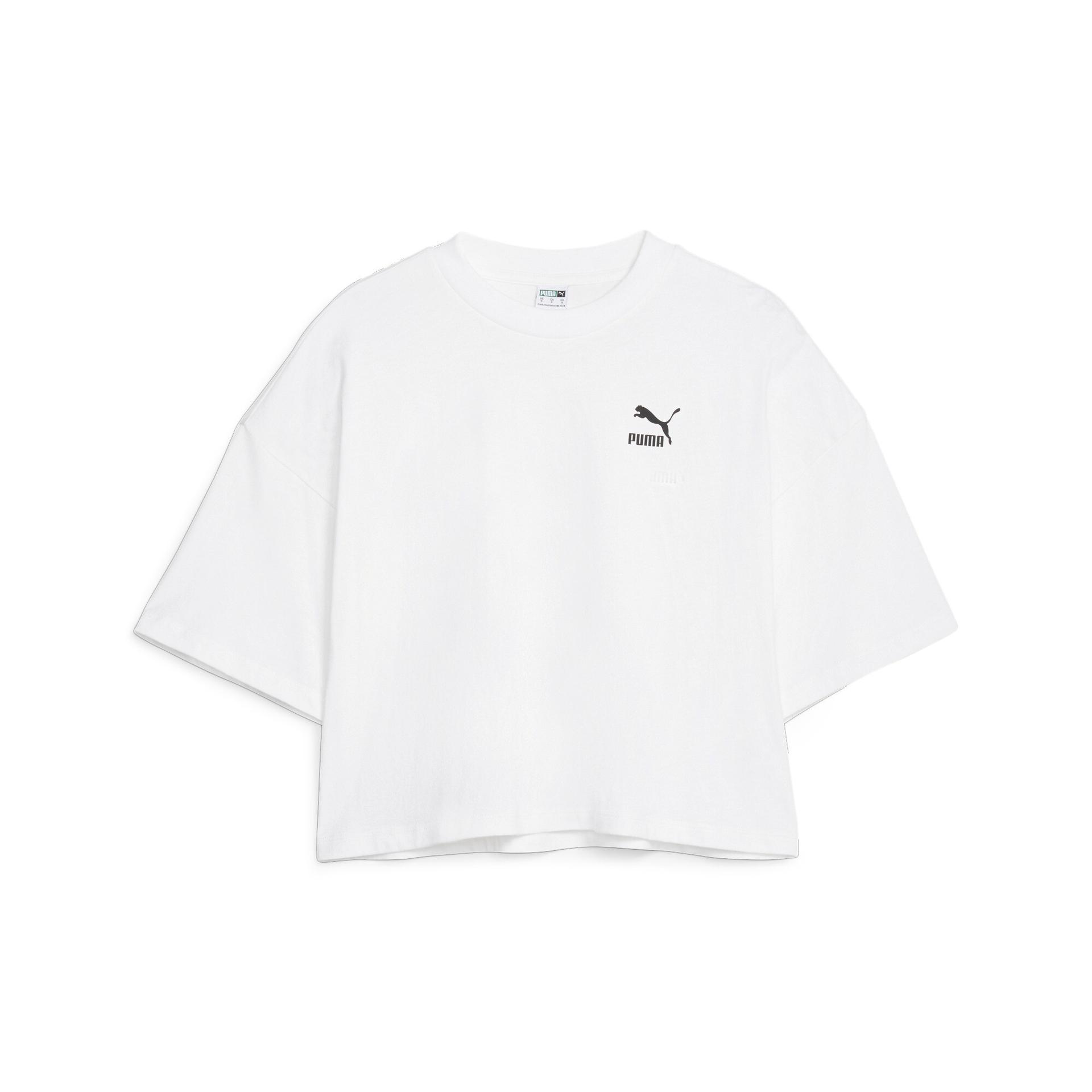 puma classics women's oversized t-shirt in white, size m