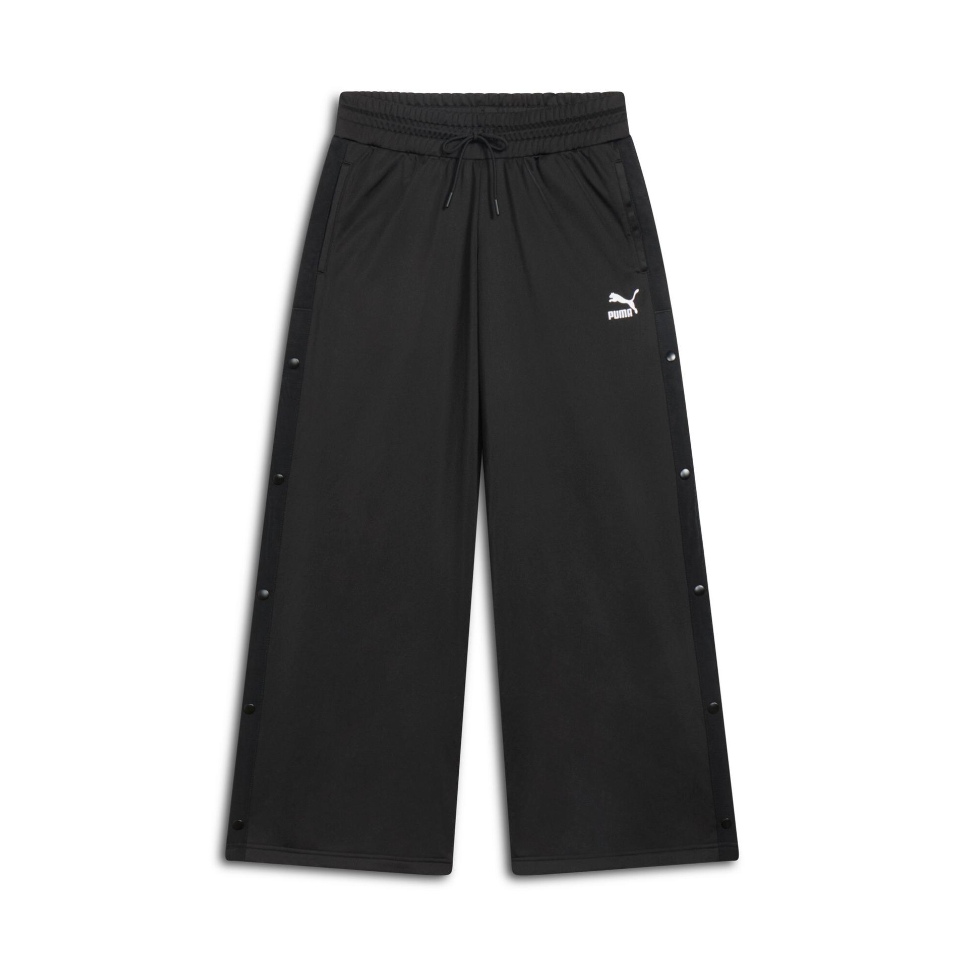 puma classics women's popper pants in black, size m