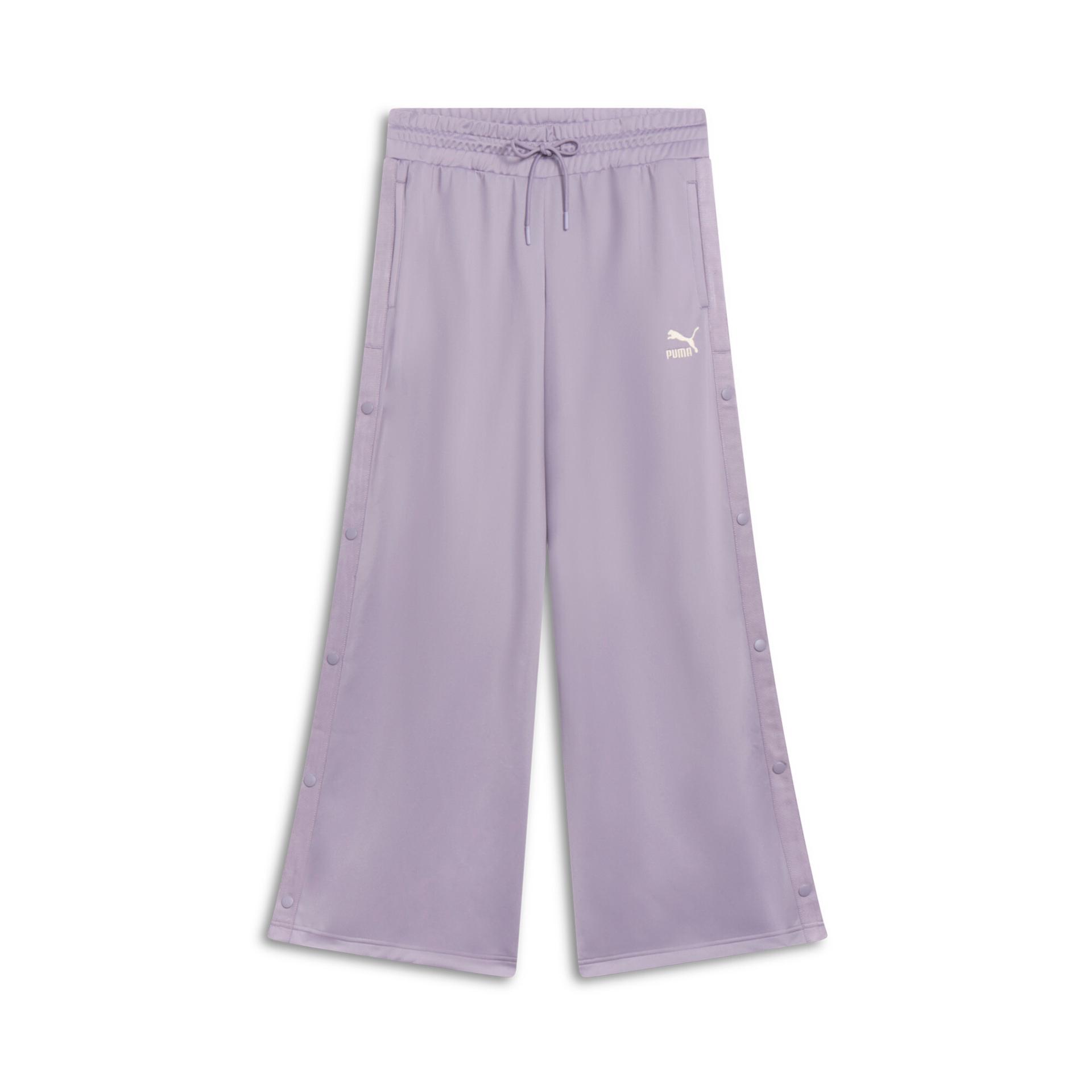 puma classics women's popper pants in purple, size l