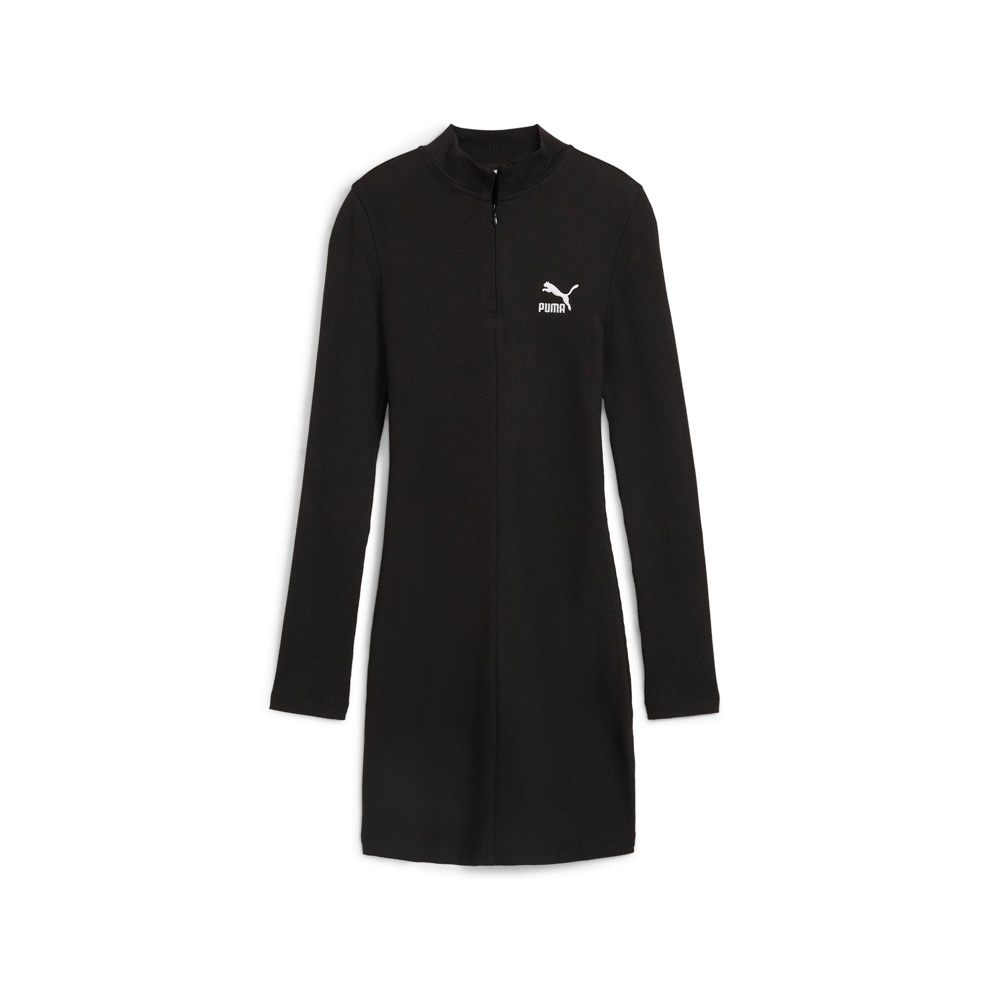 puma classics women's ribbed dress in black, size m