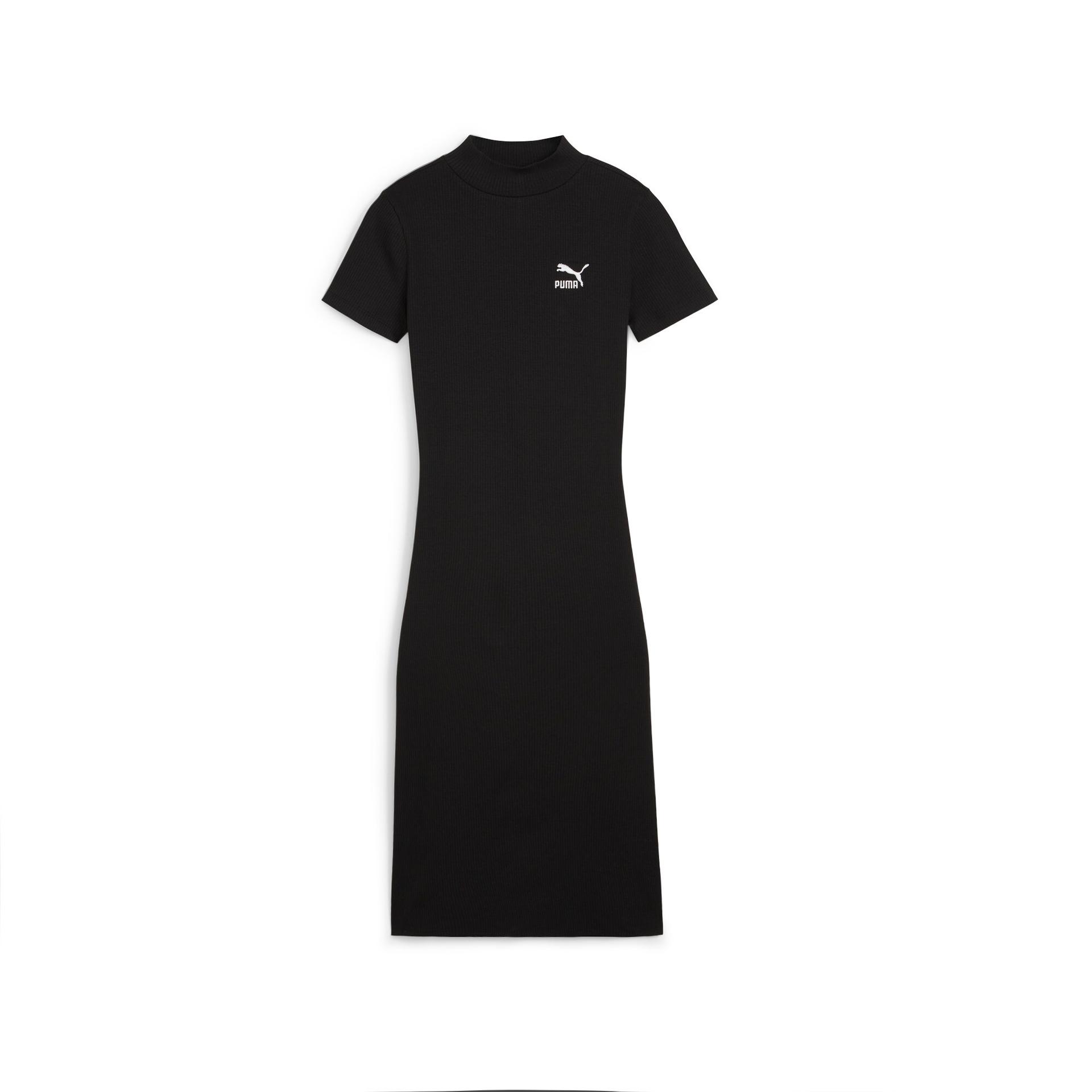 puma classics women's ribbed dress in black, size xl
