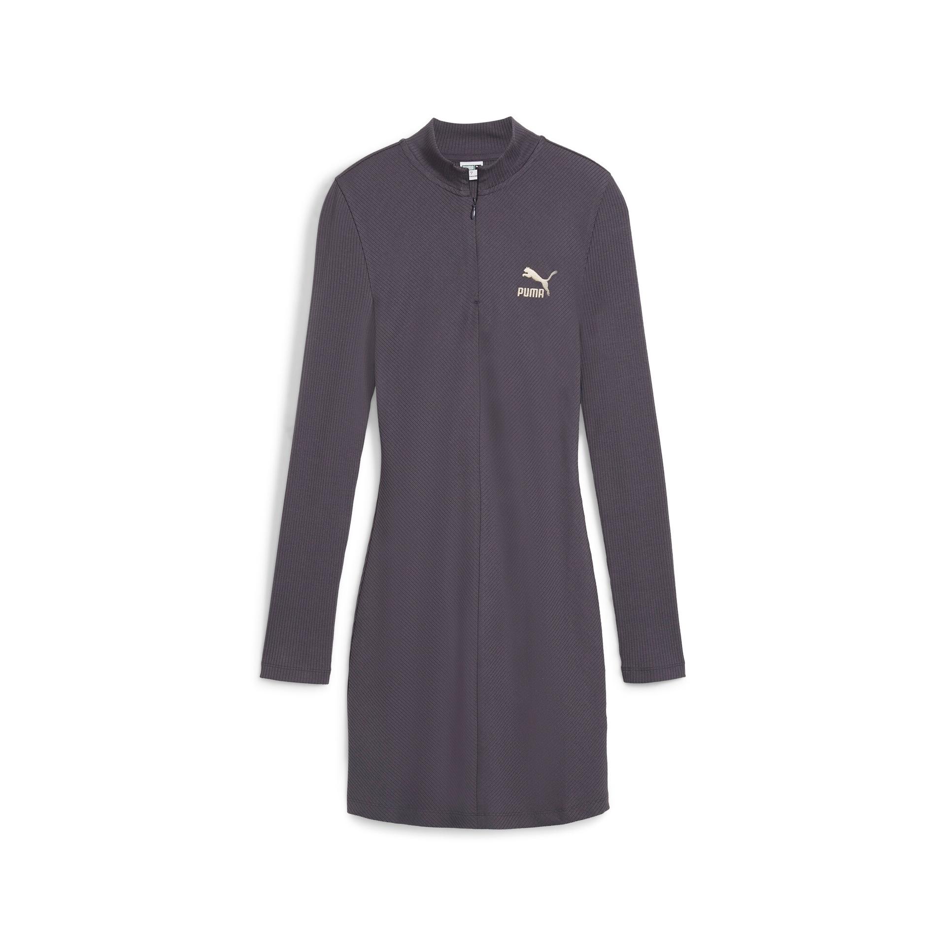 puma classics women's ribbed dress in grey, size m