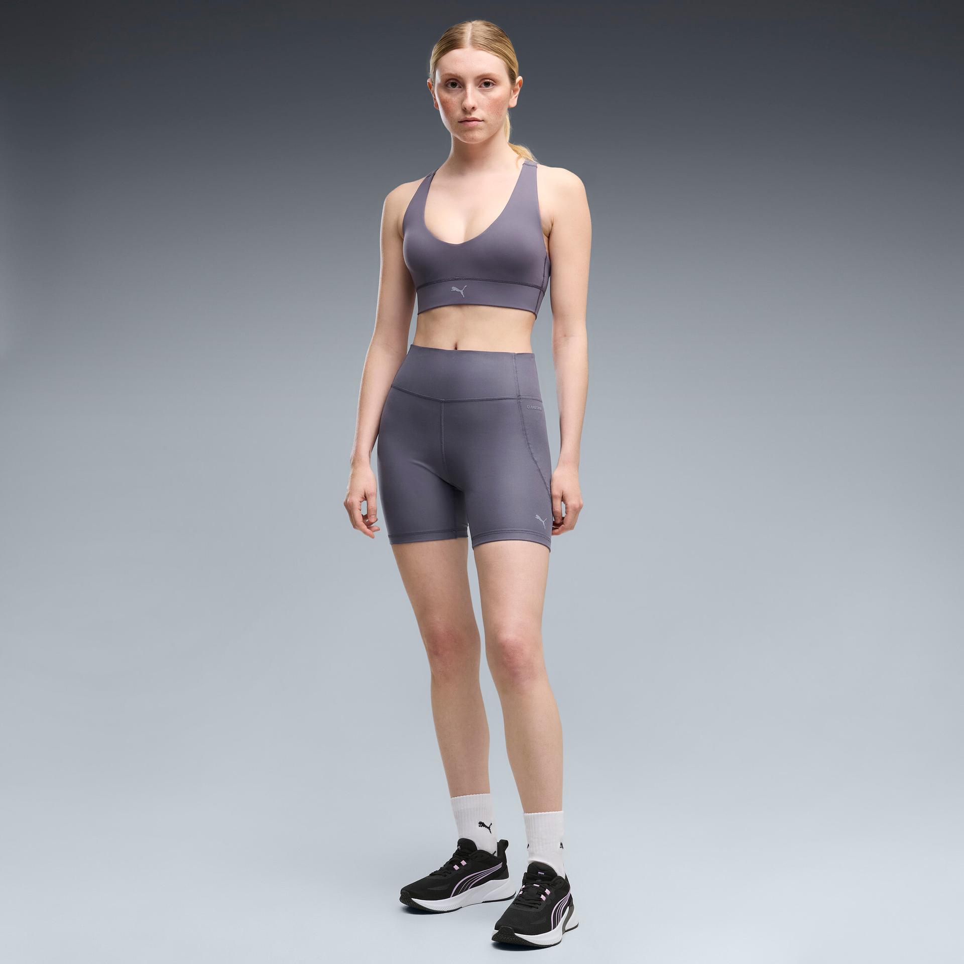 puma cloudspun ultra soft women's 6" training short tight in grey, size xs