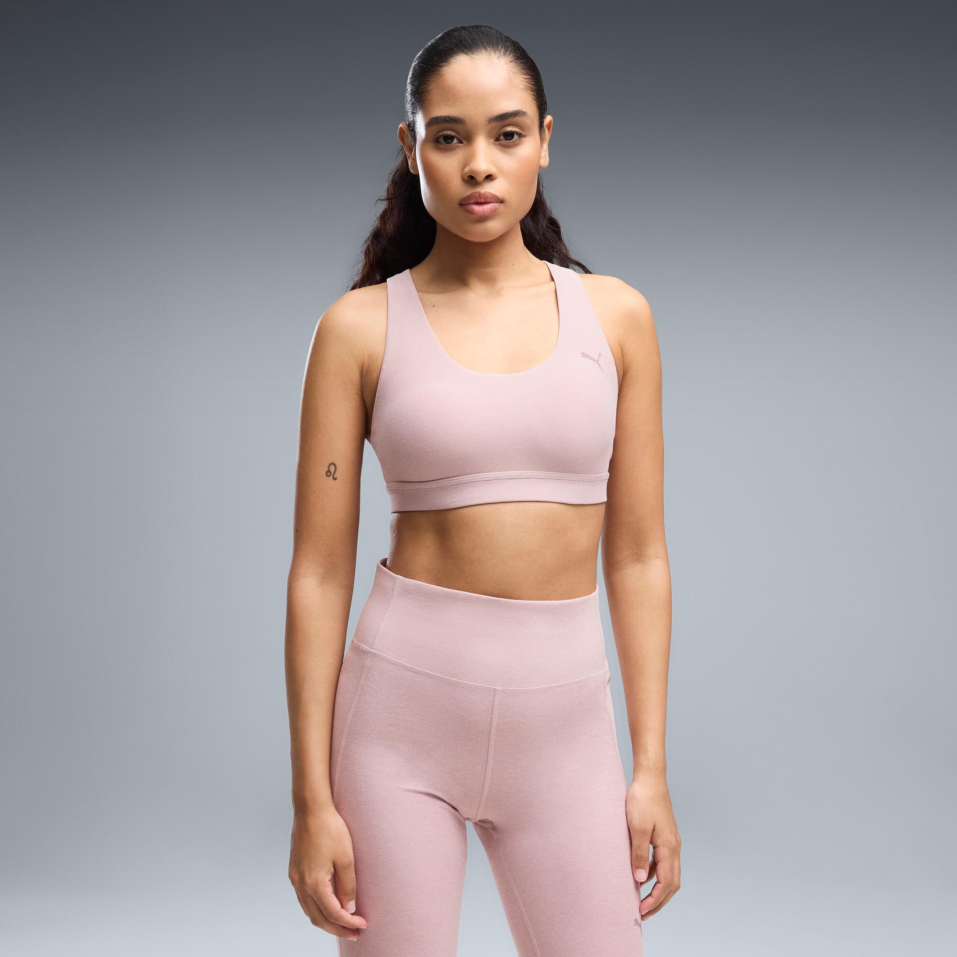 puma cloudspun ultra soft women's mid impact sports bra in pink, size xl