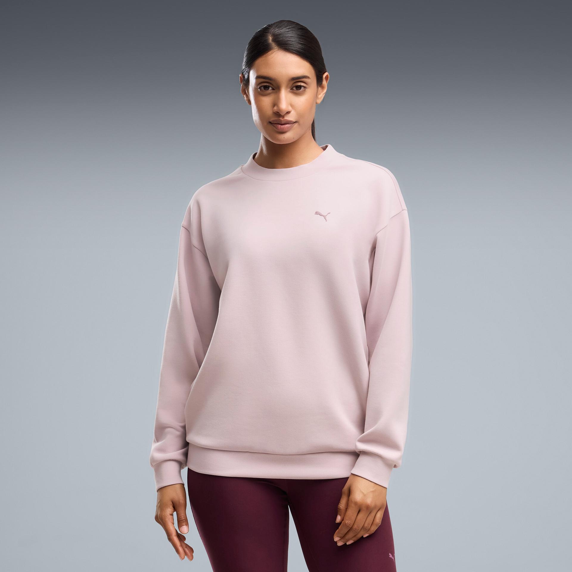 puma cloudspun ultra soft women's relaxed training top in pink, size xs