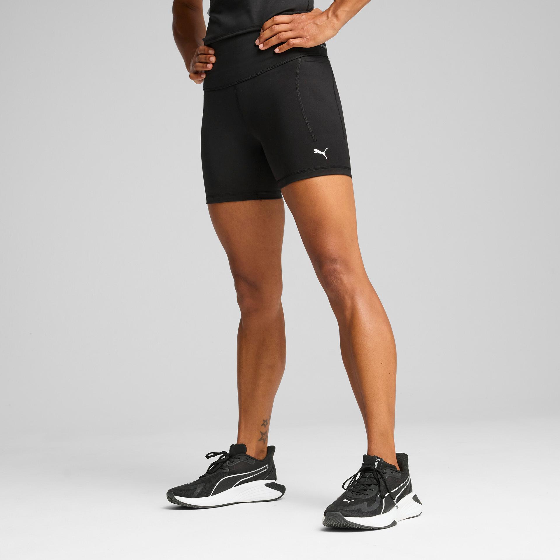 puma cloudspun women's high-waist 5" tight shorts in black, size xl