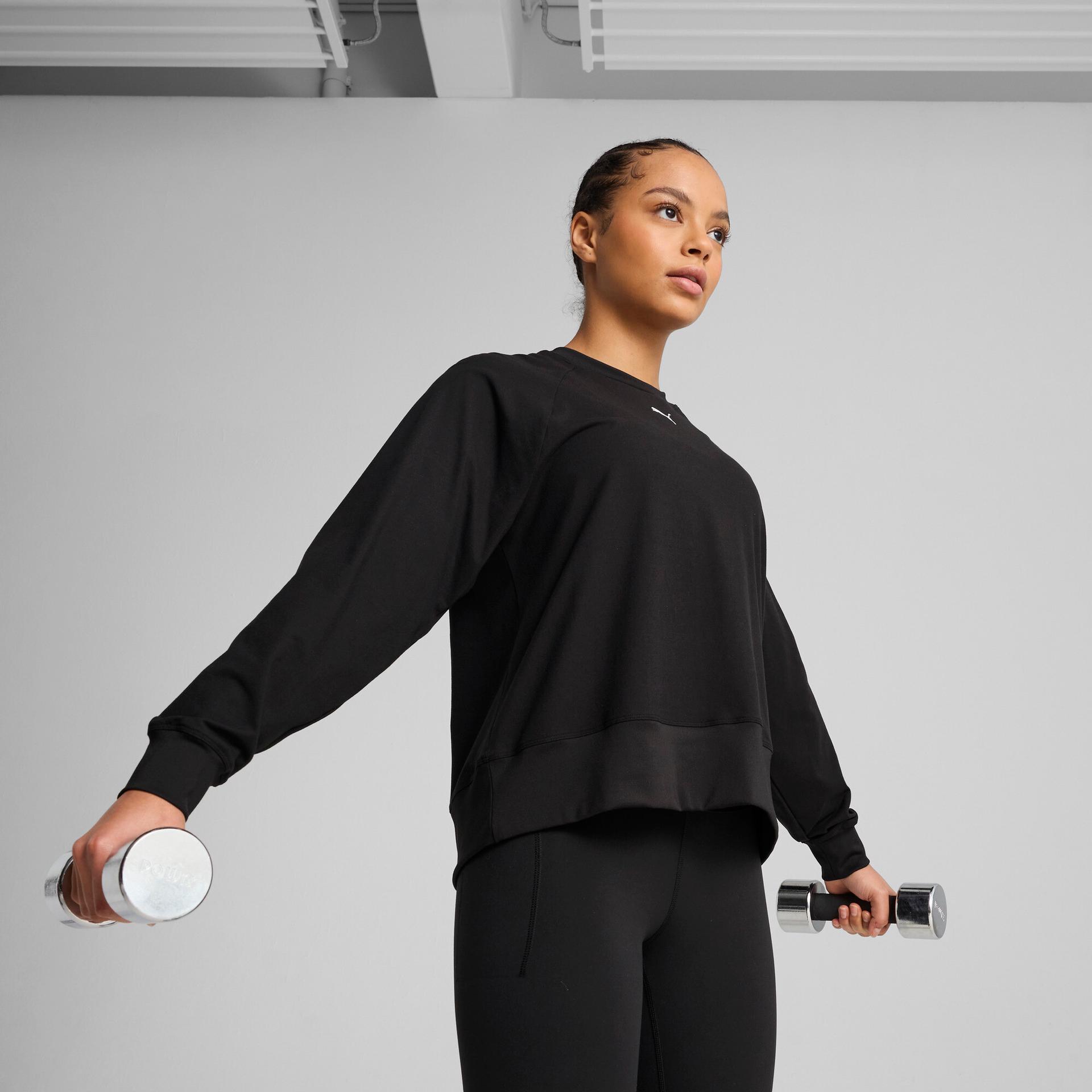 puma cloudspun women's midlayer jacket in black, size m