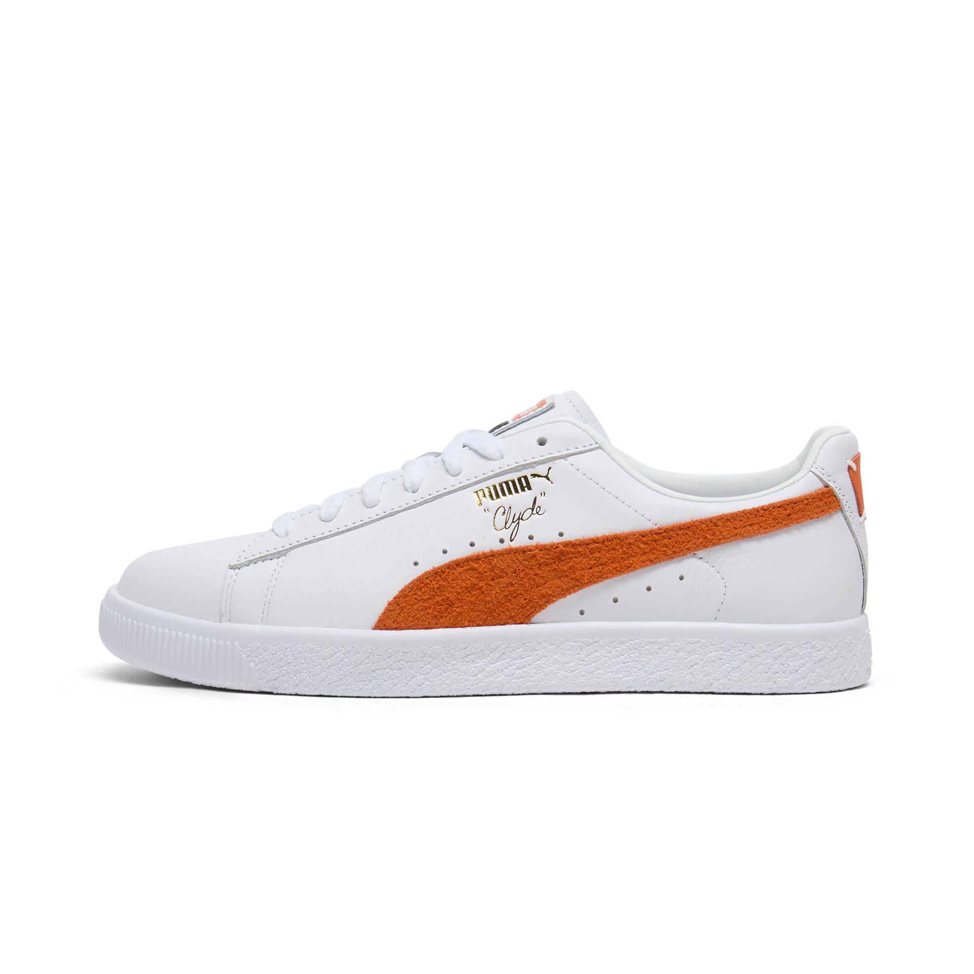 puma clyde base sneakers in white, size 8.5