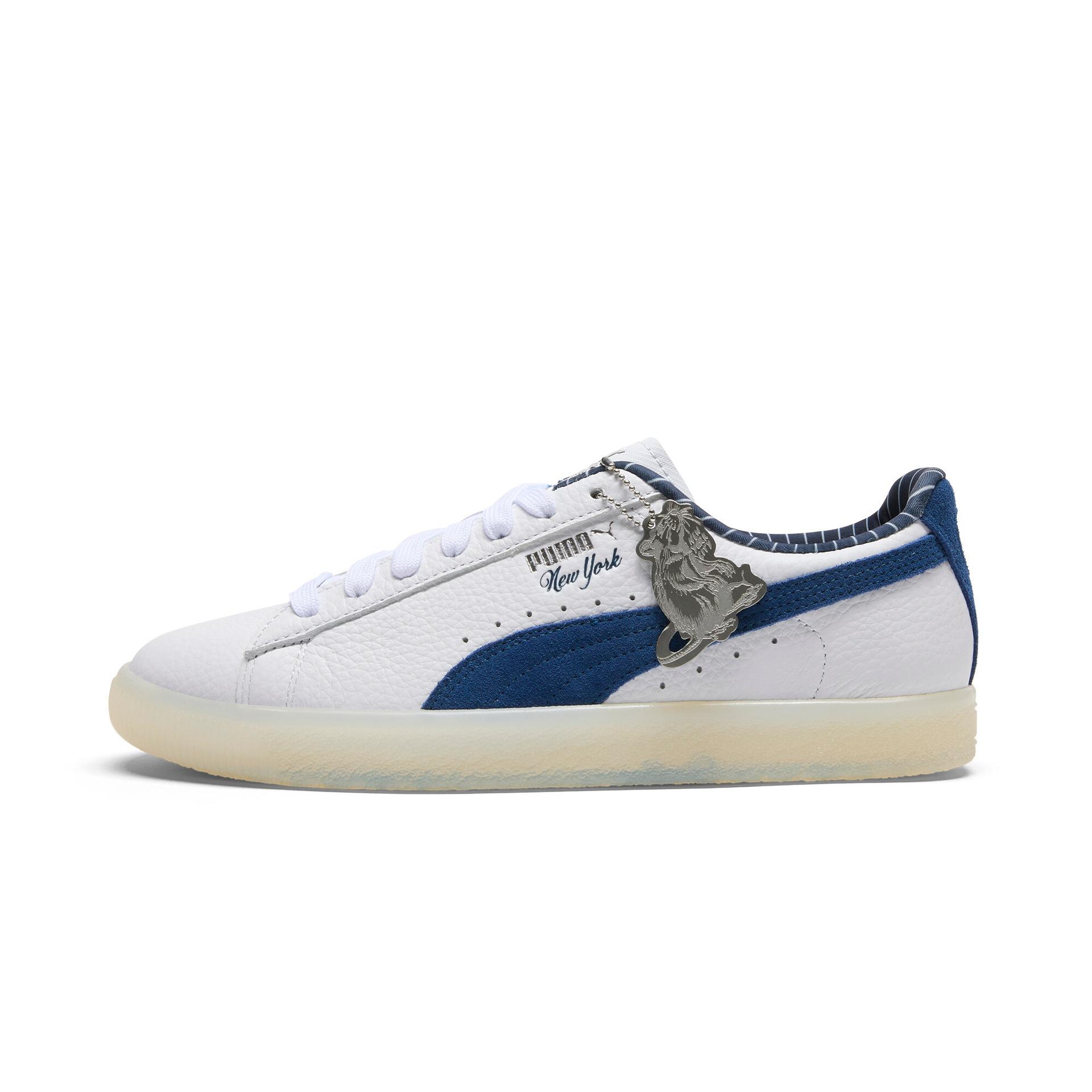 puma clyde nyc graffiti sneakers in white, size 7