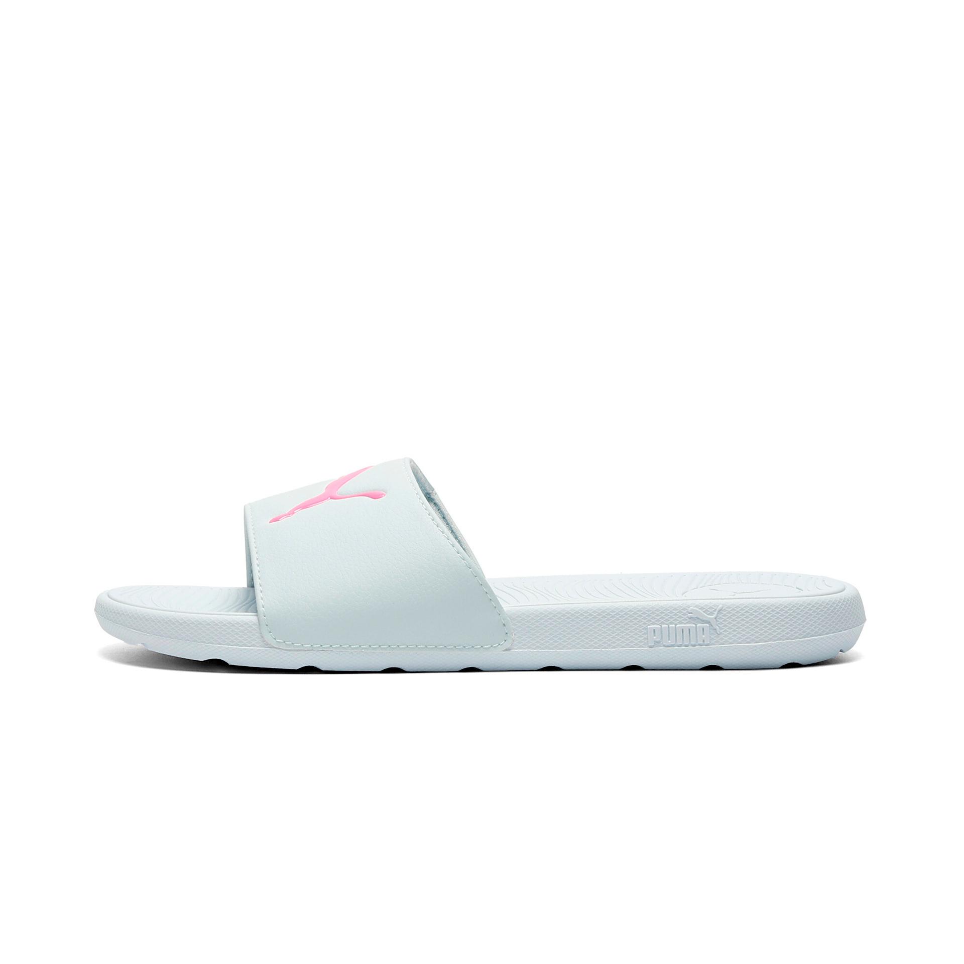 puma cool cat 2.0 sport women's slides in blue, size 10